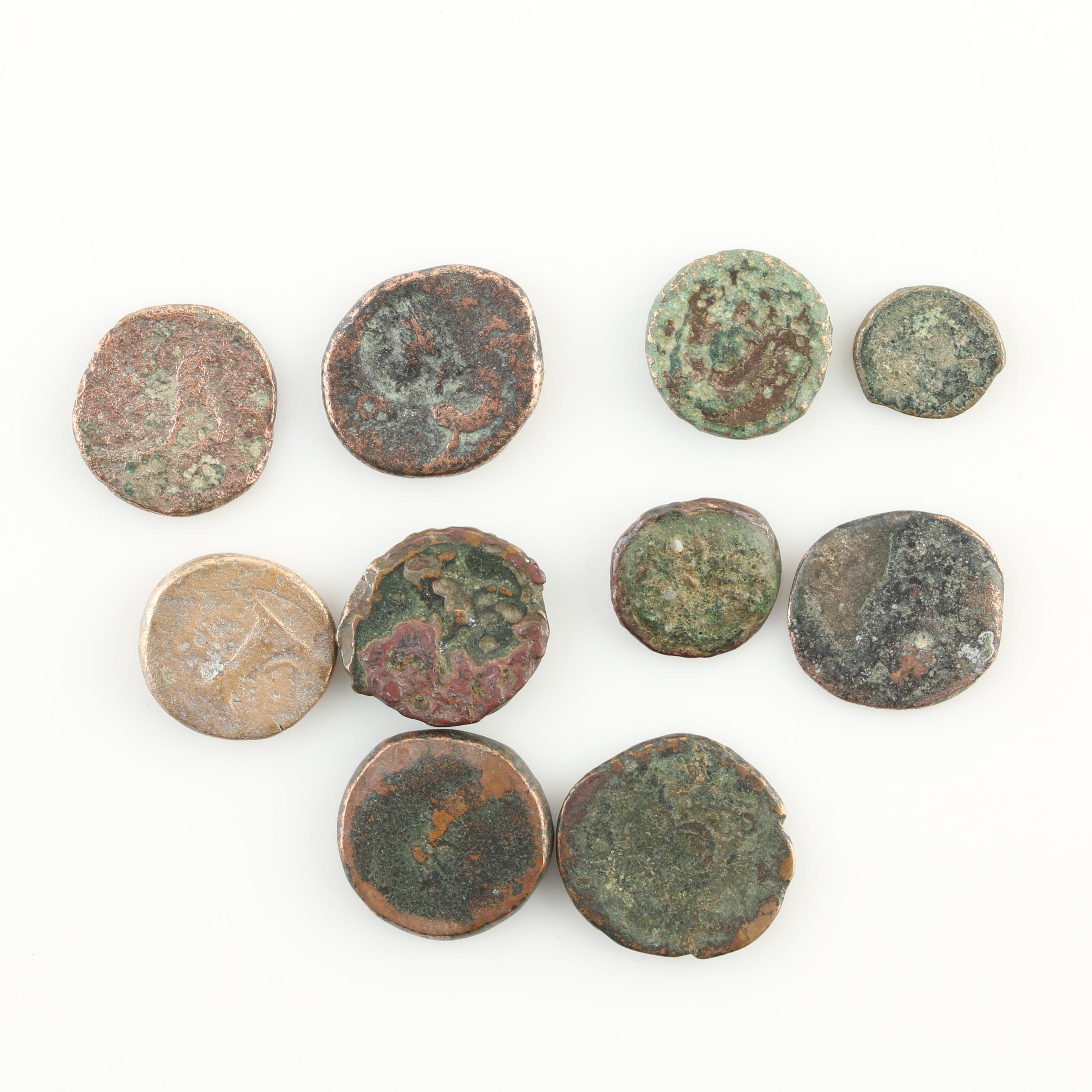 Ten Ancient Greek Bronze Coins