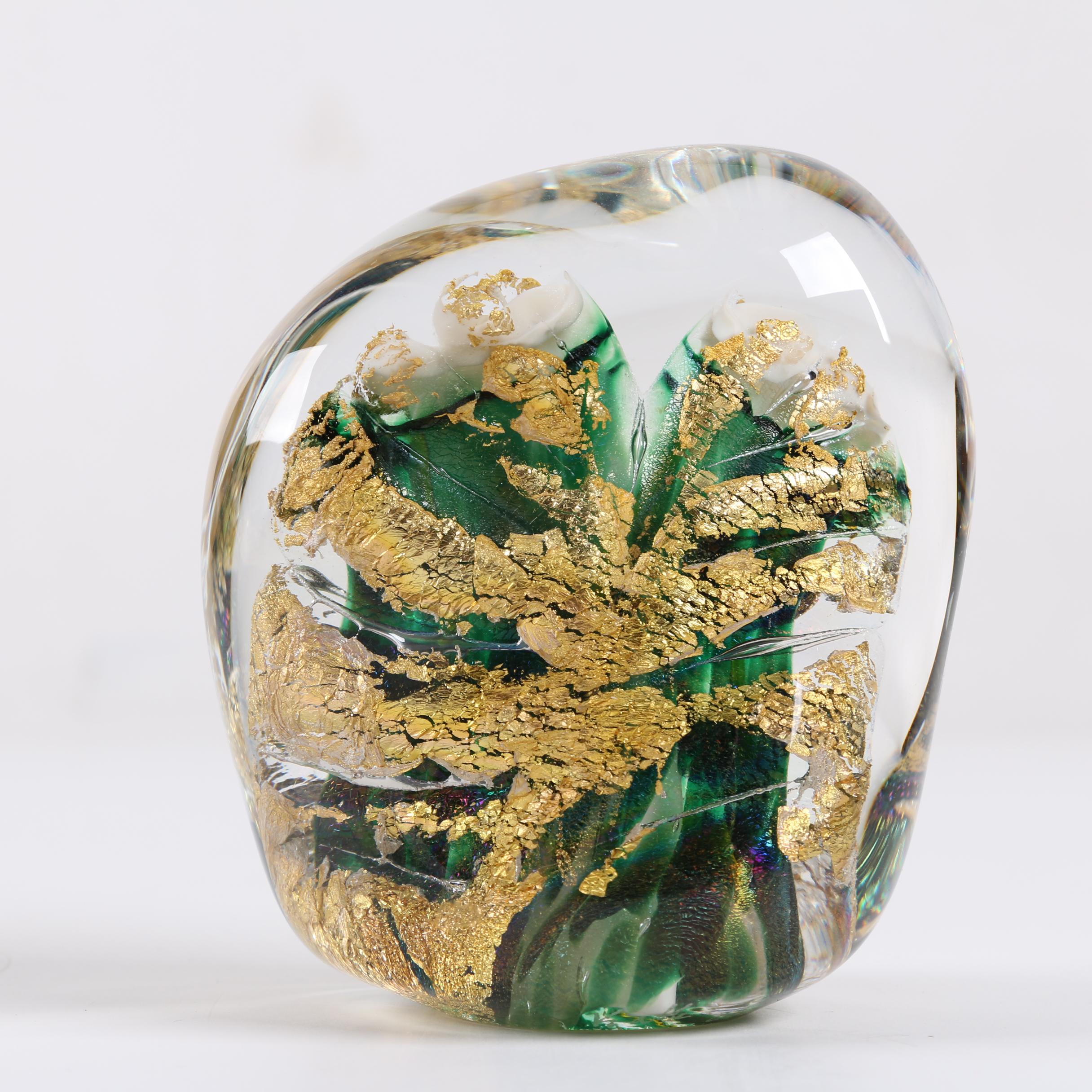 Signed and Dated Art Glass Paperweight