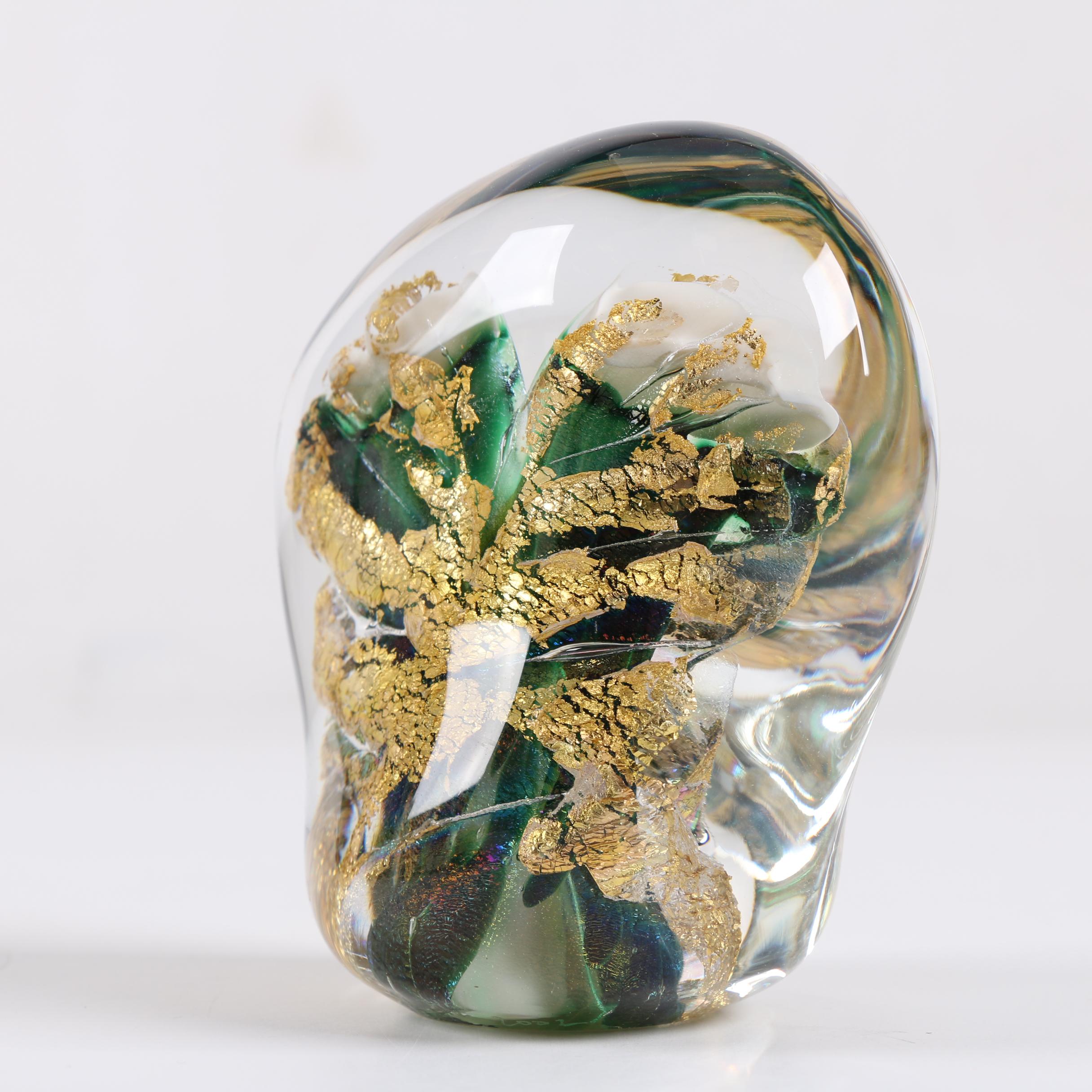 Signed and Dated Art Glass Paperweight