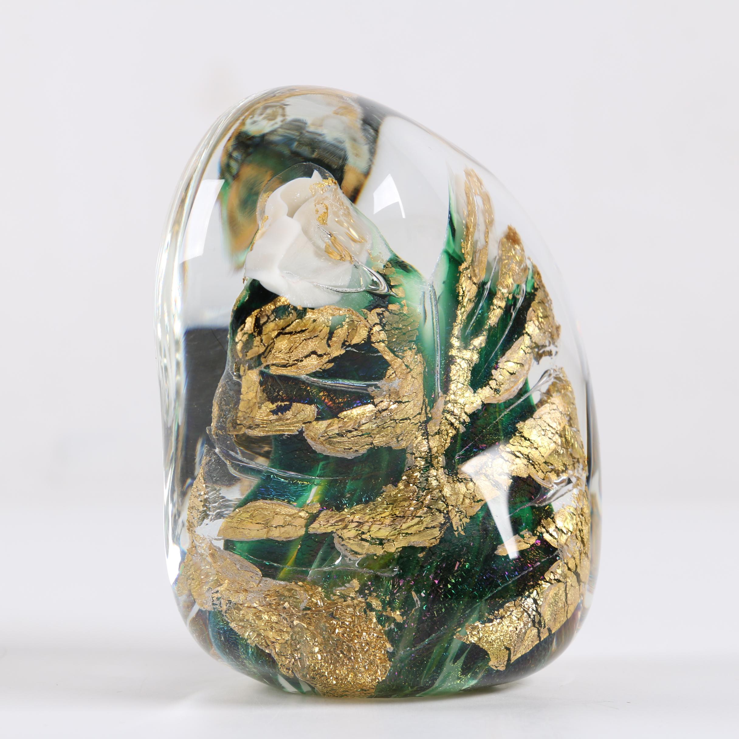 Signed and Dated Art Glass Paperweight