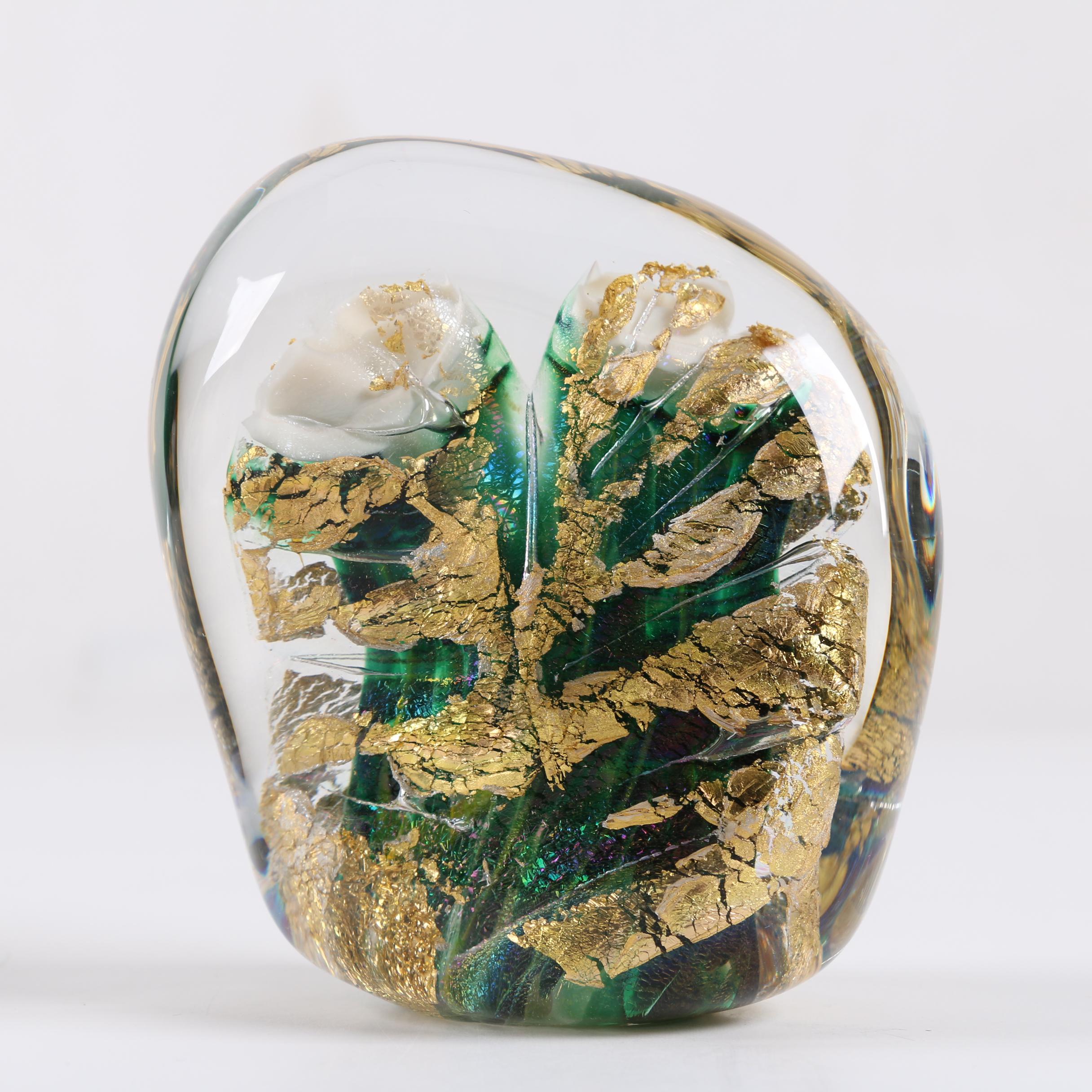 Signed and Dated Art Glass Paperweight