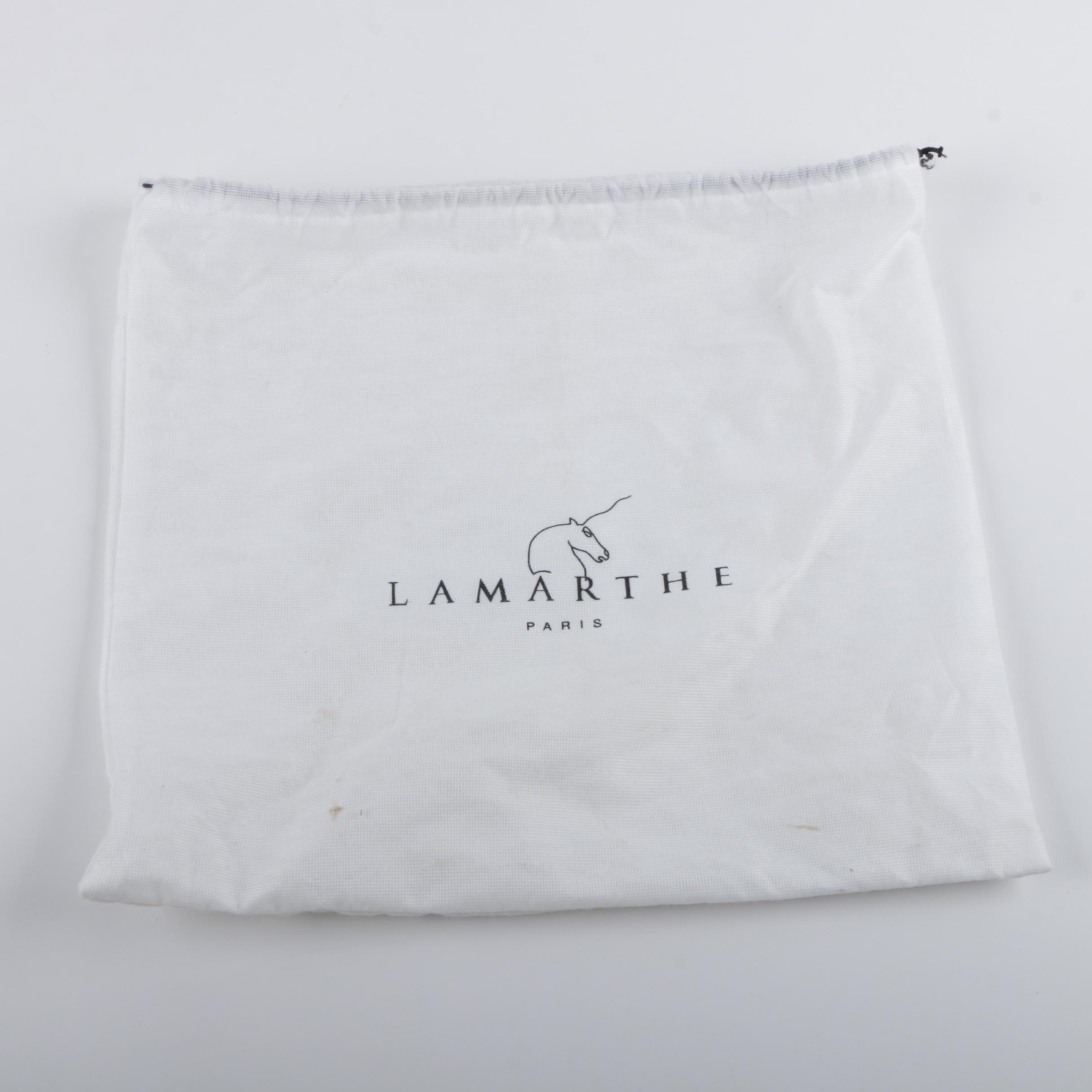 Lamarthe Beige Leather Handbag with Floral Appliques