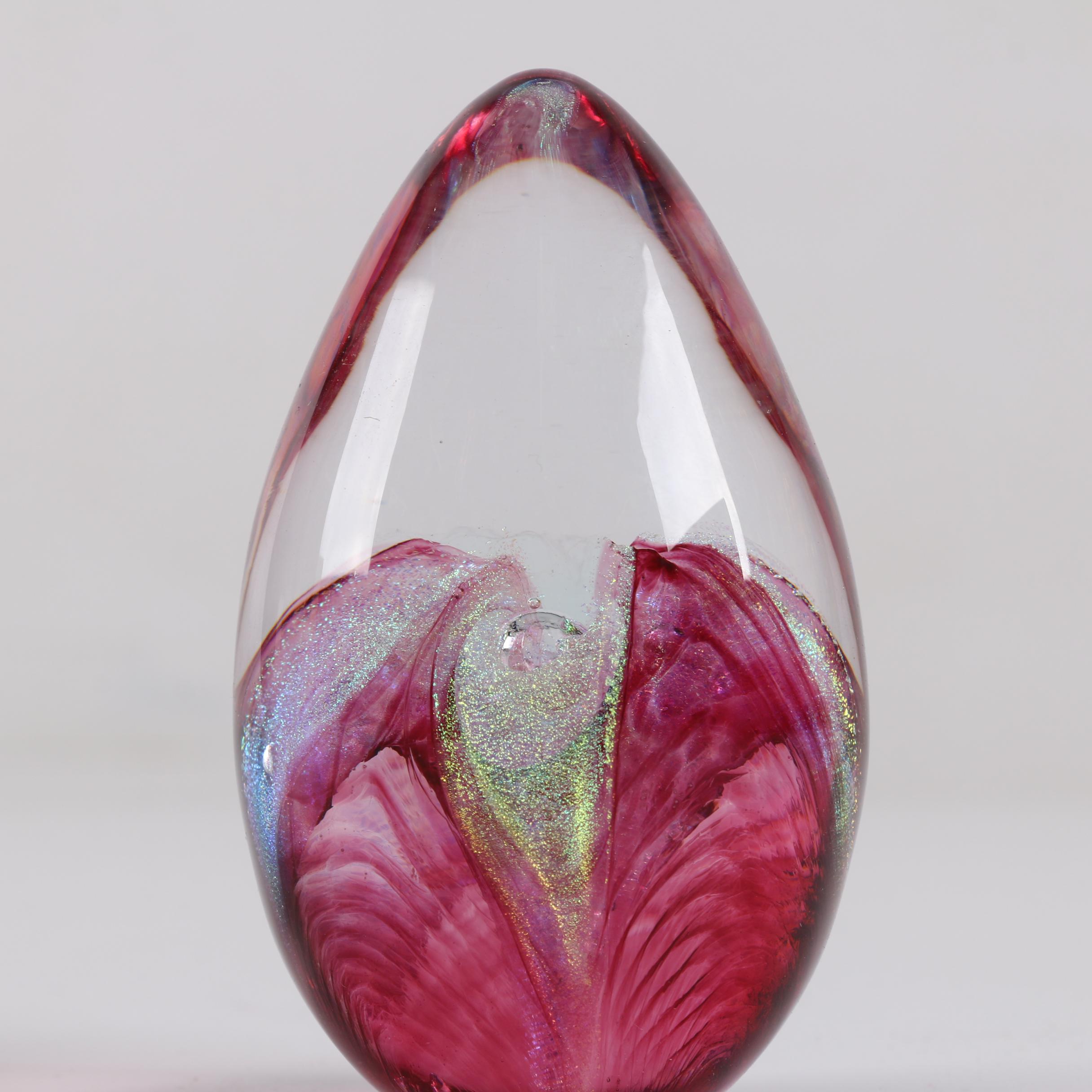 Glass Eye Studio Signed and Dated Egg Form Art Glass Paperweight