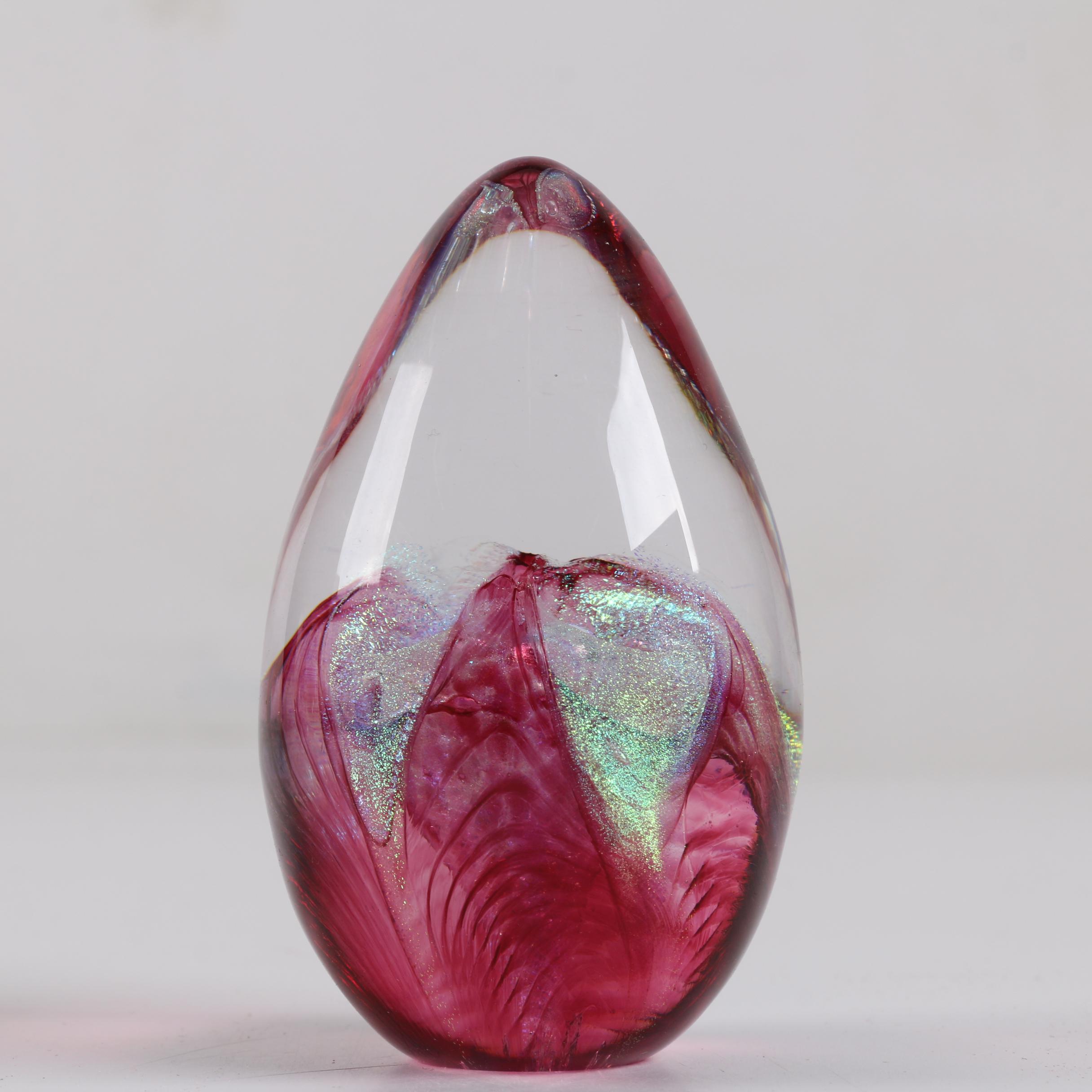 Glass Eye Studio Signed and Dated Egg Form Art Glass Paperweight