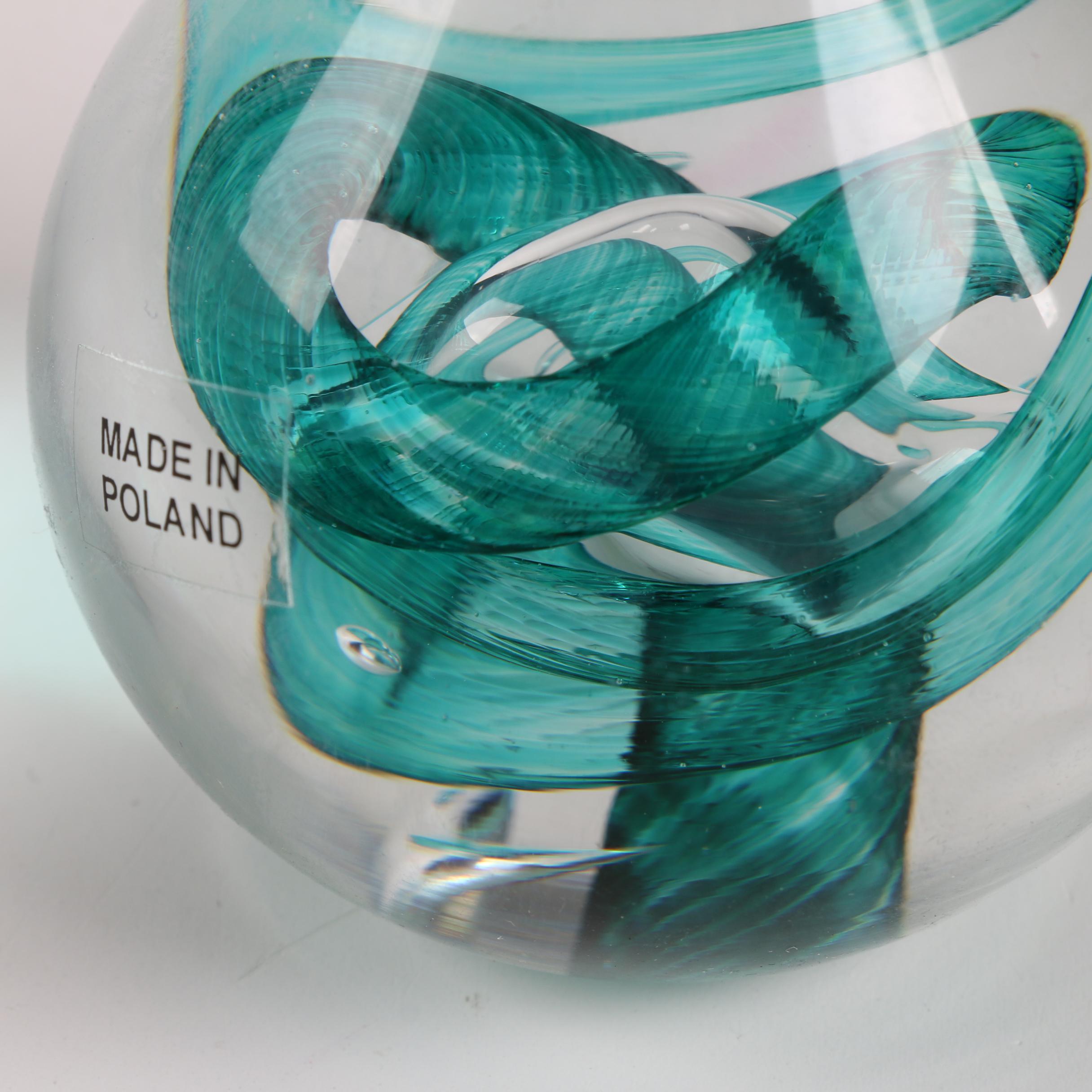 Polish Teadrop Art Glass Paperweight