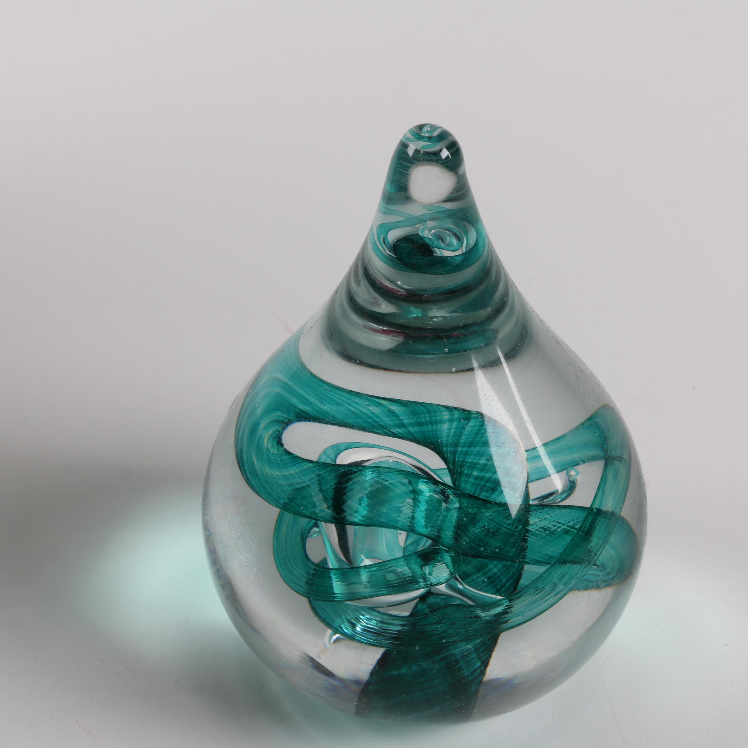 Polish Teadrop Art Glass Paperweight