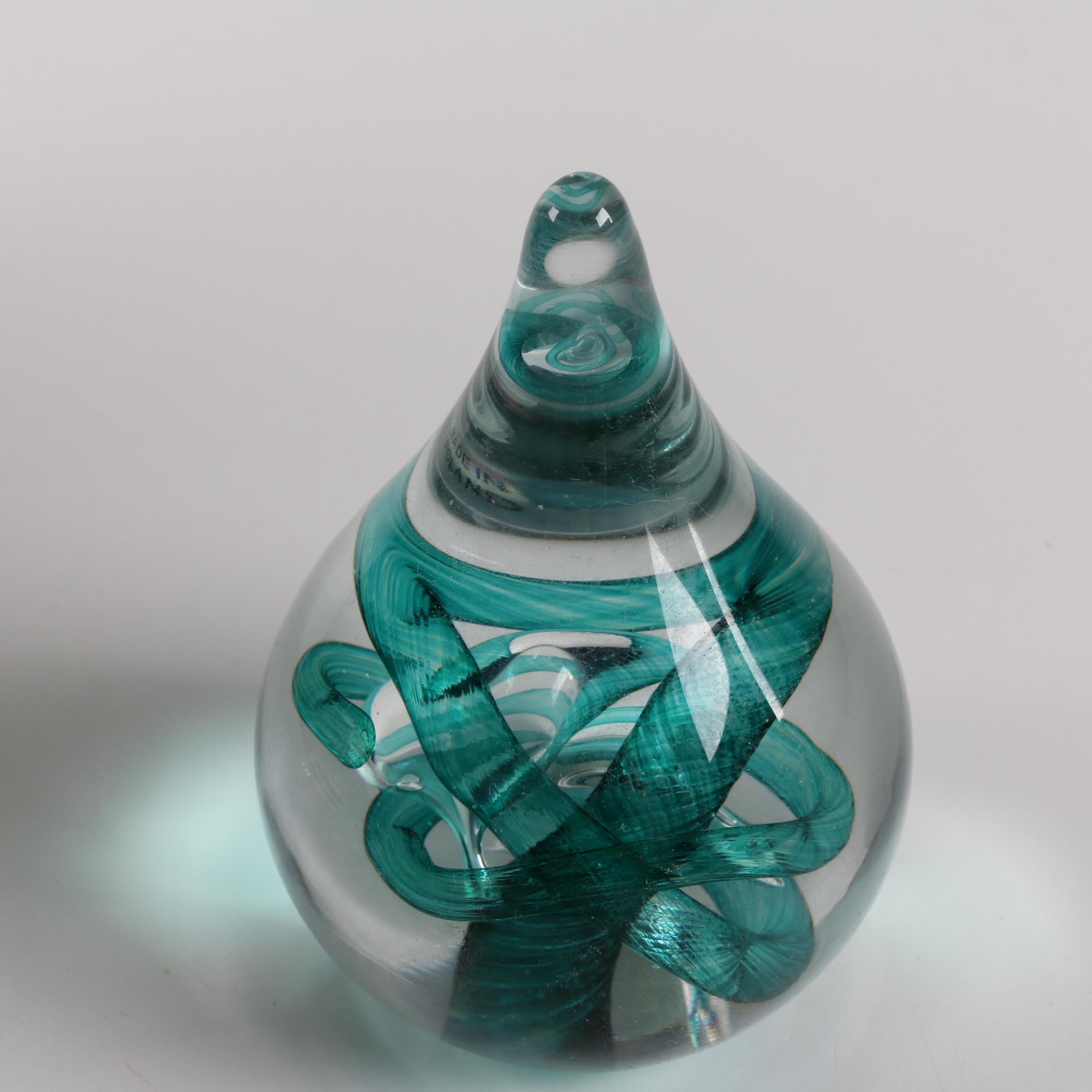 Polish Teadrop Art Glass Paperweight