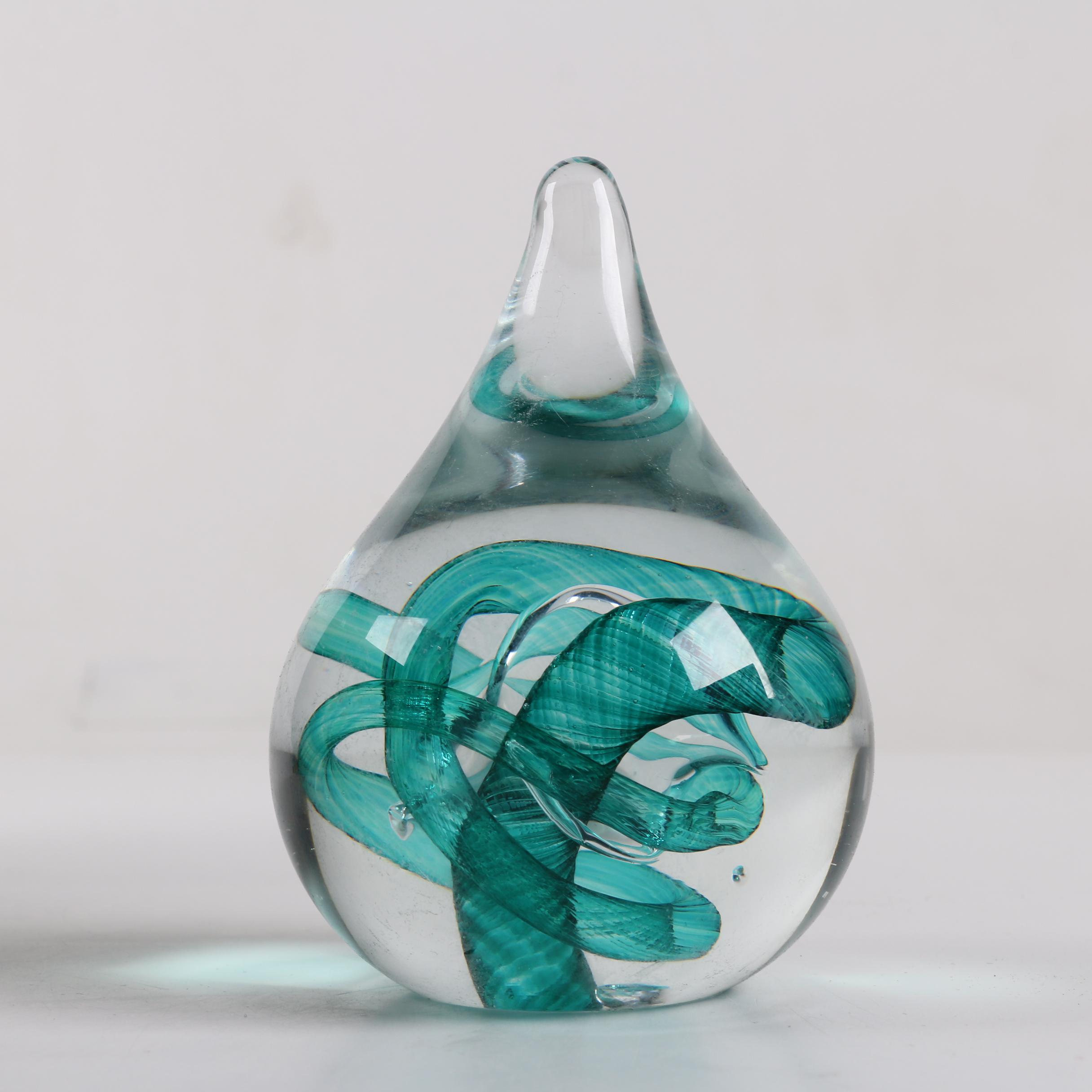 Polish Teadrop Art Glass Paperweight