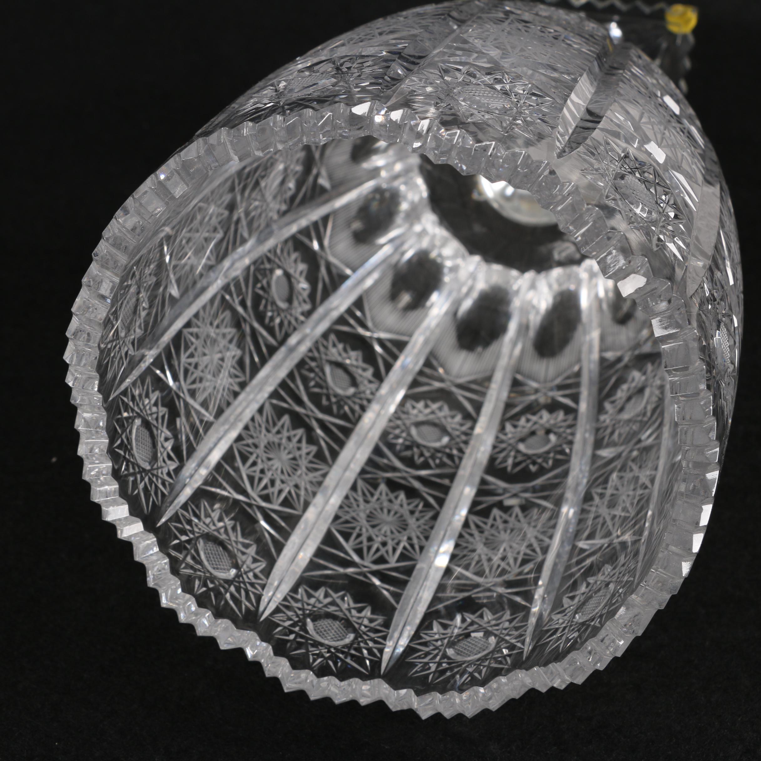 Hobstar Cut Footed Crystal Vase