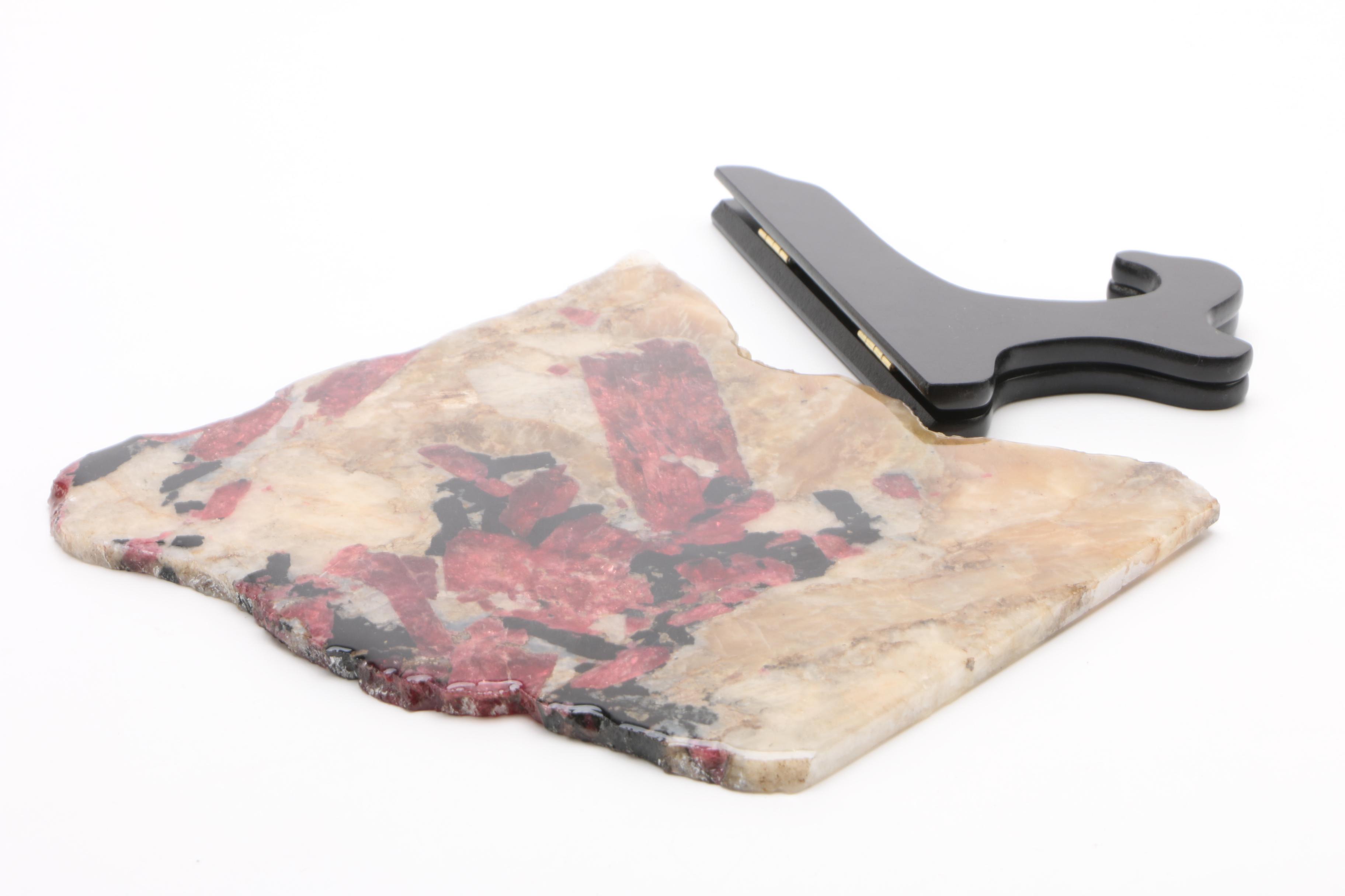 Tourmaline With Albite Slab And Stand