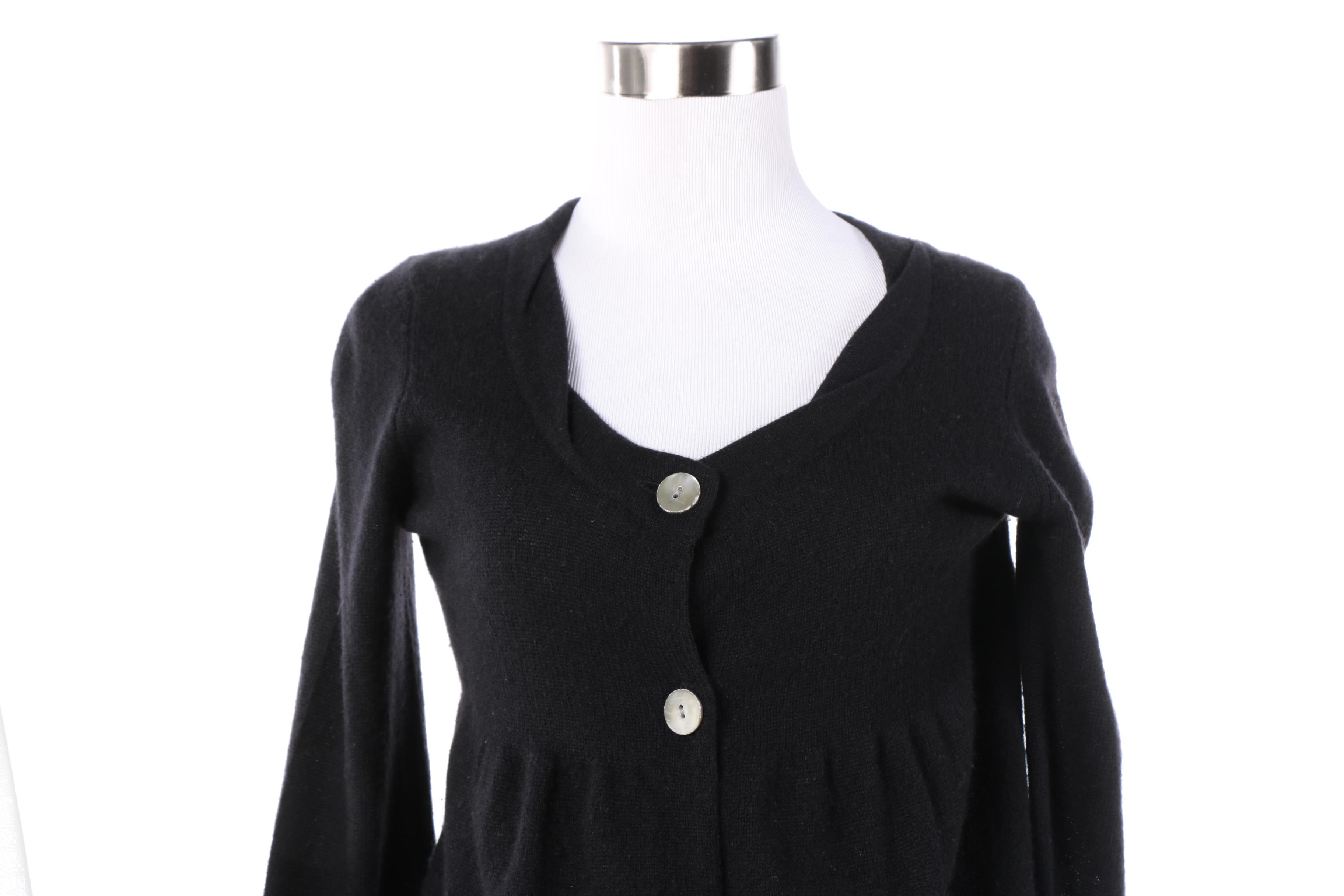 Women's Vince White Leather Jacket and Black Cashmere Sweater