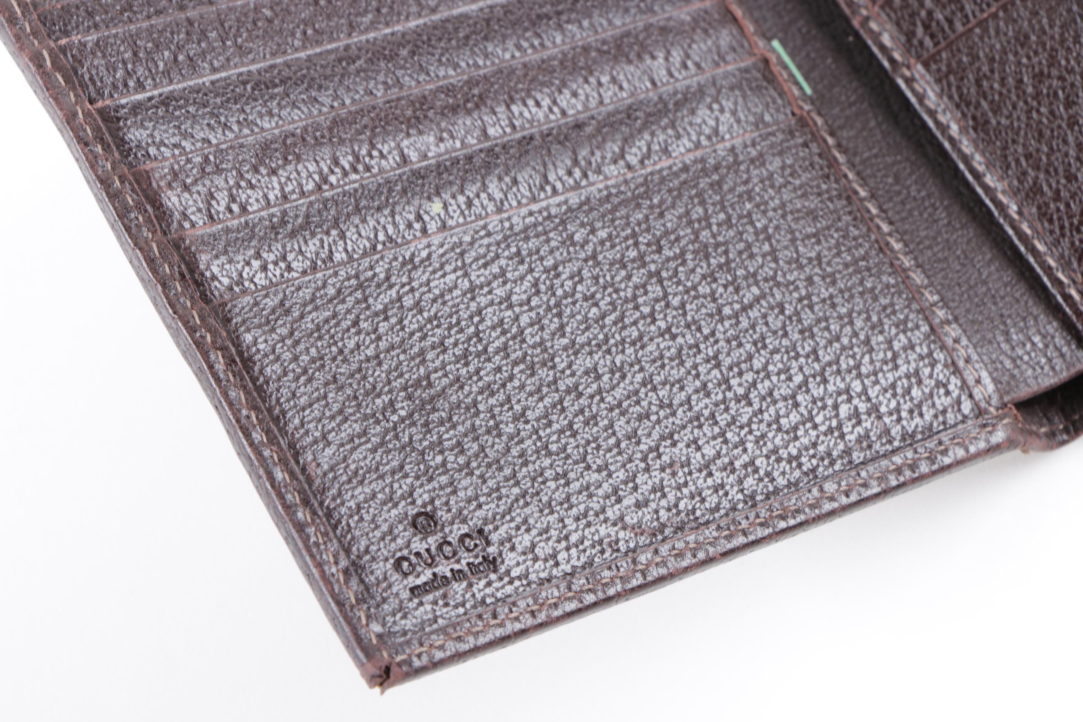 Gucci Monogram Canvas and Brown Leather Wallet