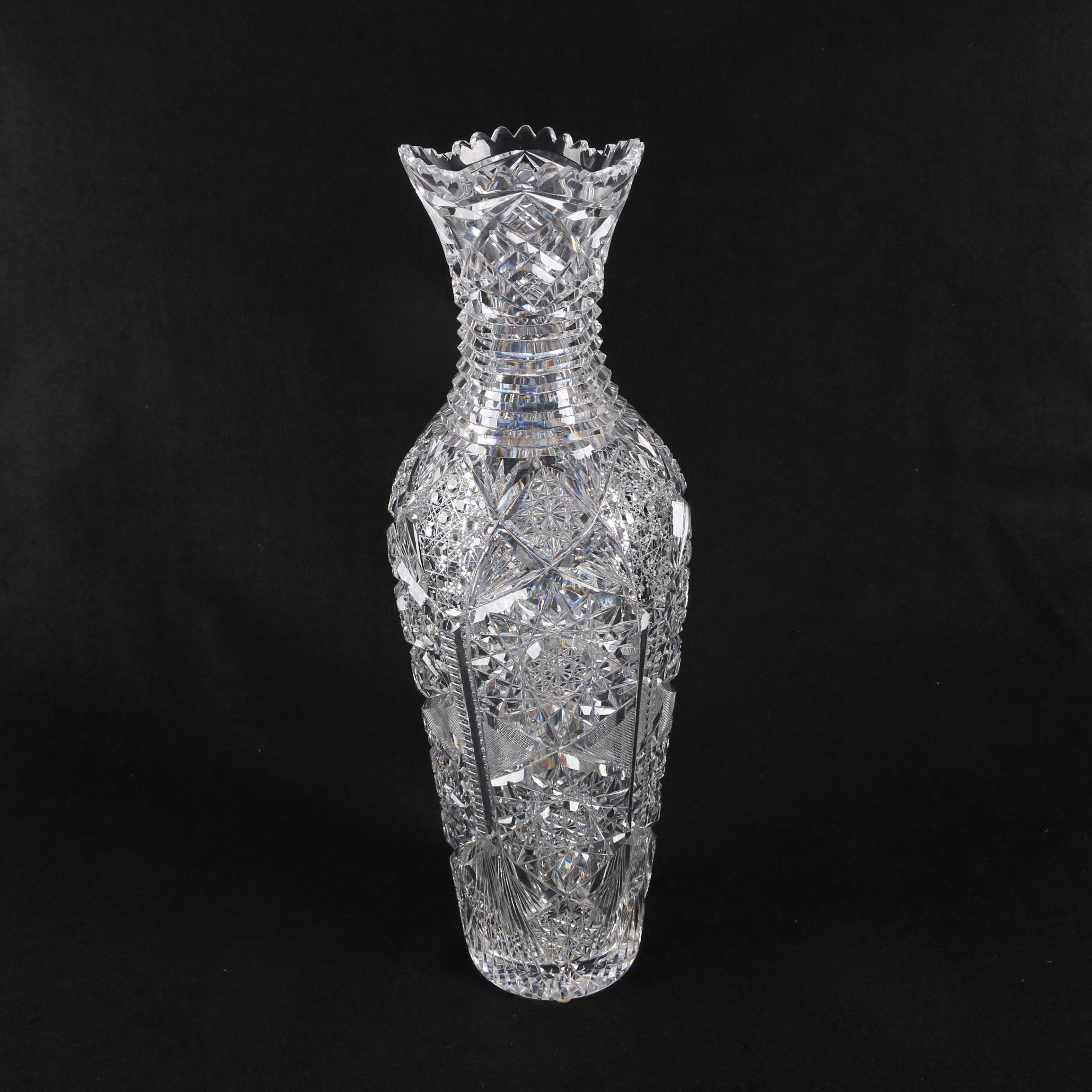 American Brilliant Period Cut Glass Vase