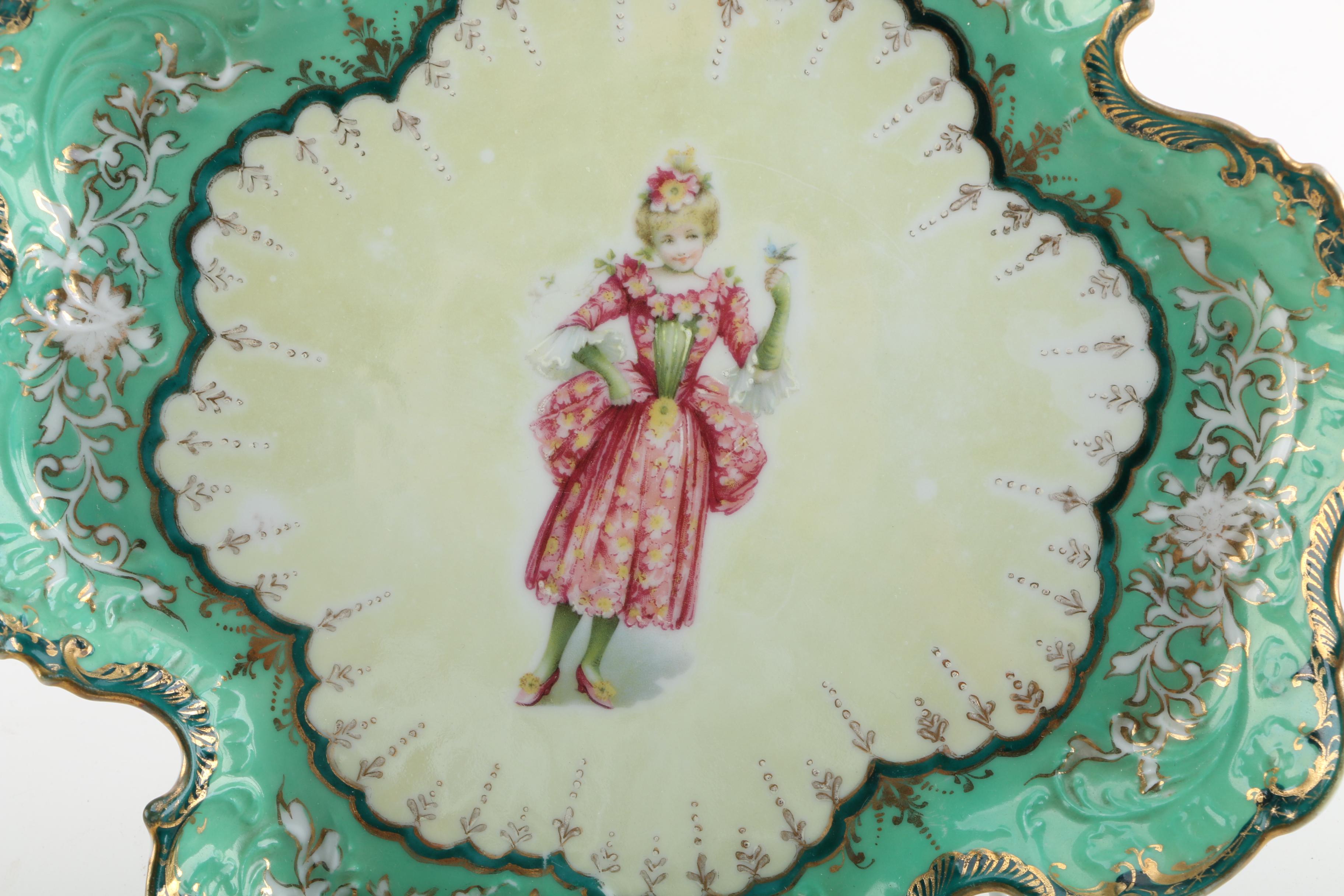 Hand-Painted Victorian Style Porcelain Dish