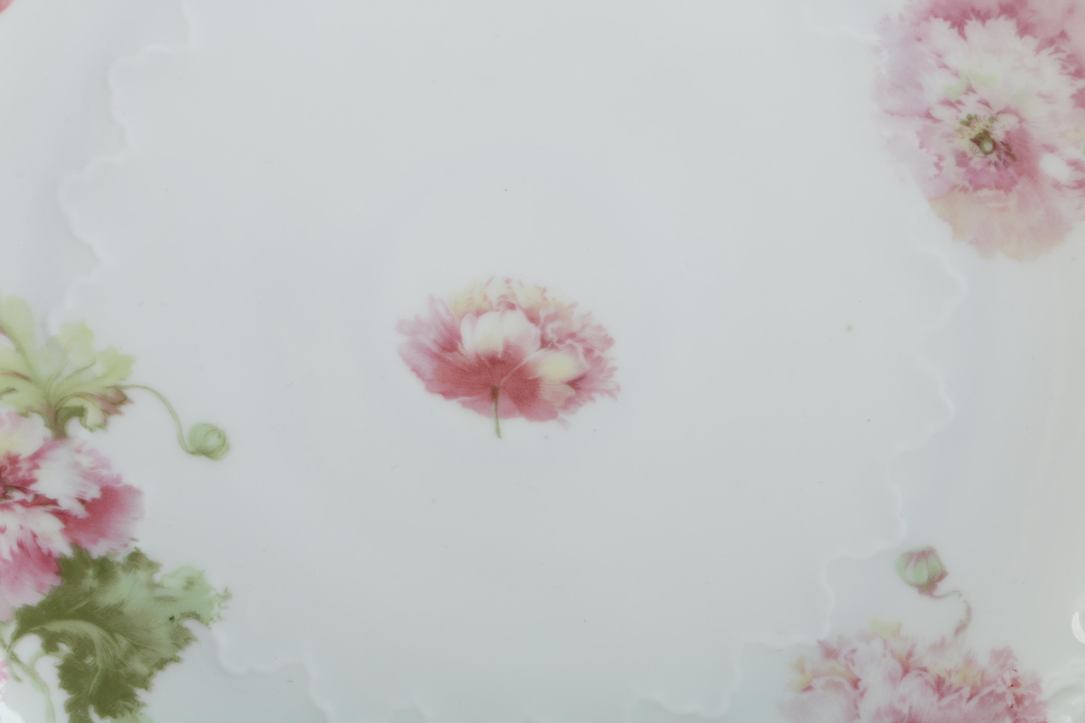 German Pink Floral Porcelain Tray