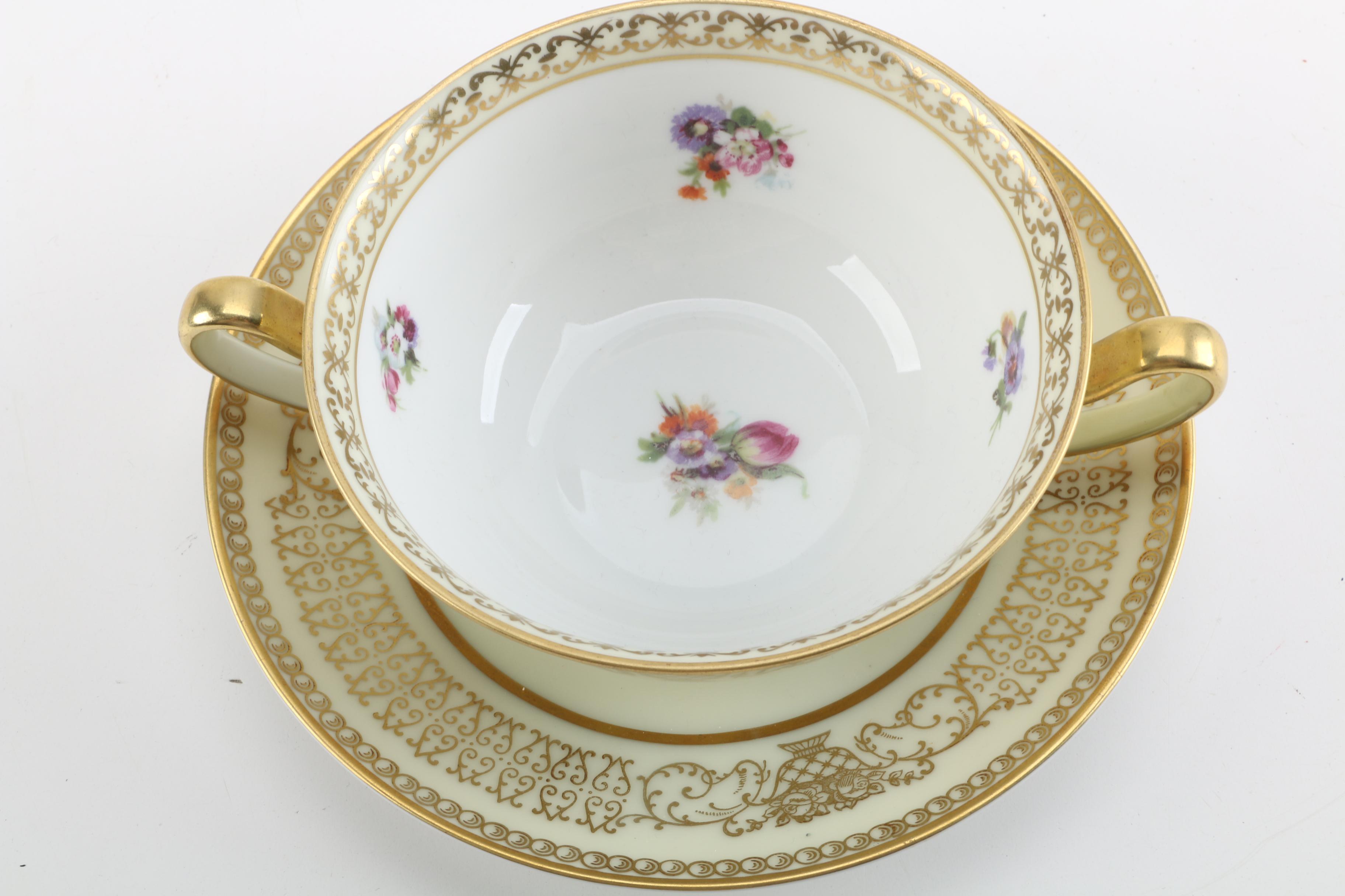 Vintage Tirschenreuth Bavarian Porcelain Bouillon Cup and Saucer