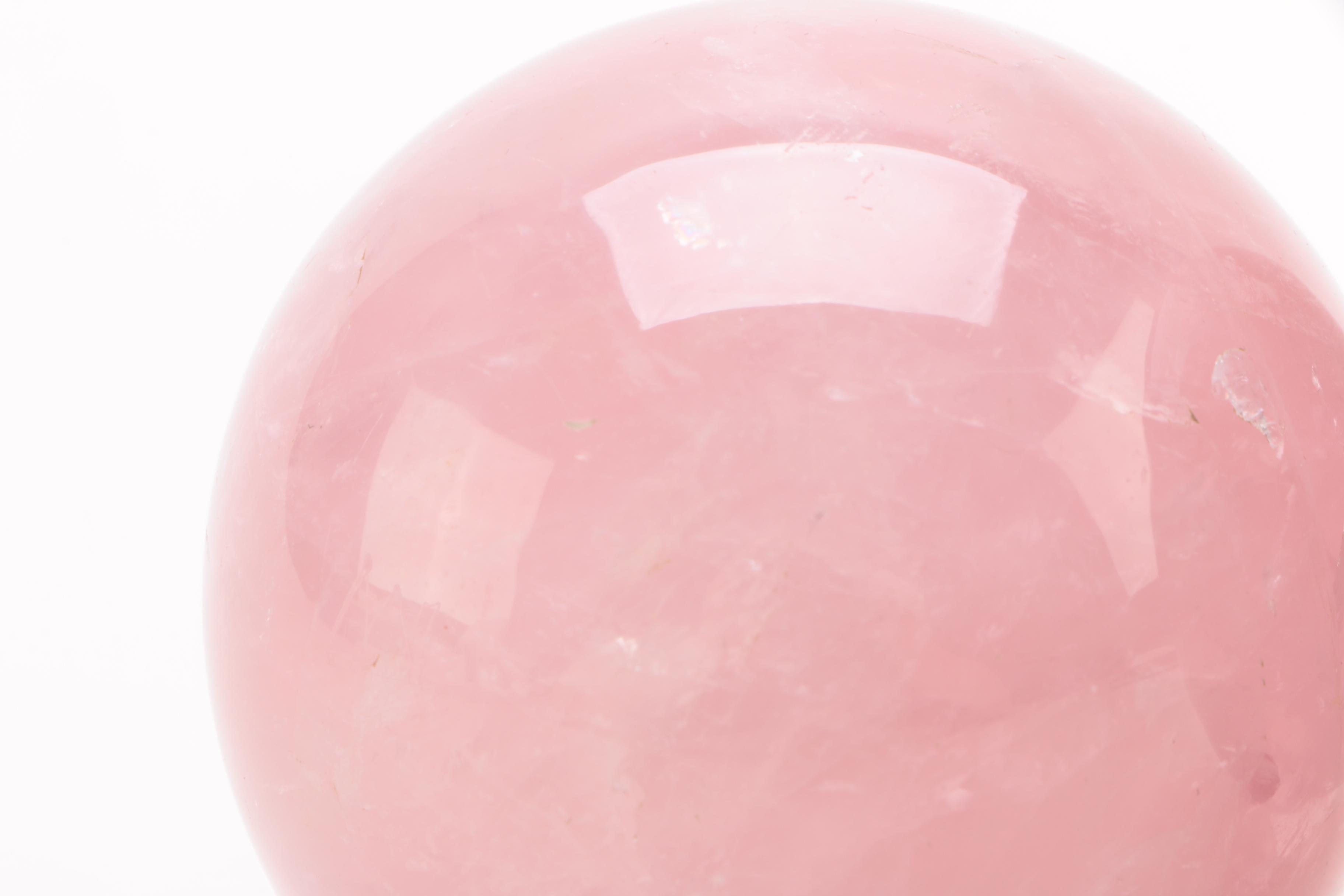 Polished Rose Quartz and Banded Iron Formation Spheres with Stands