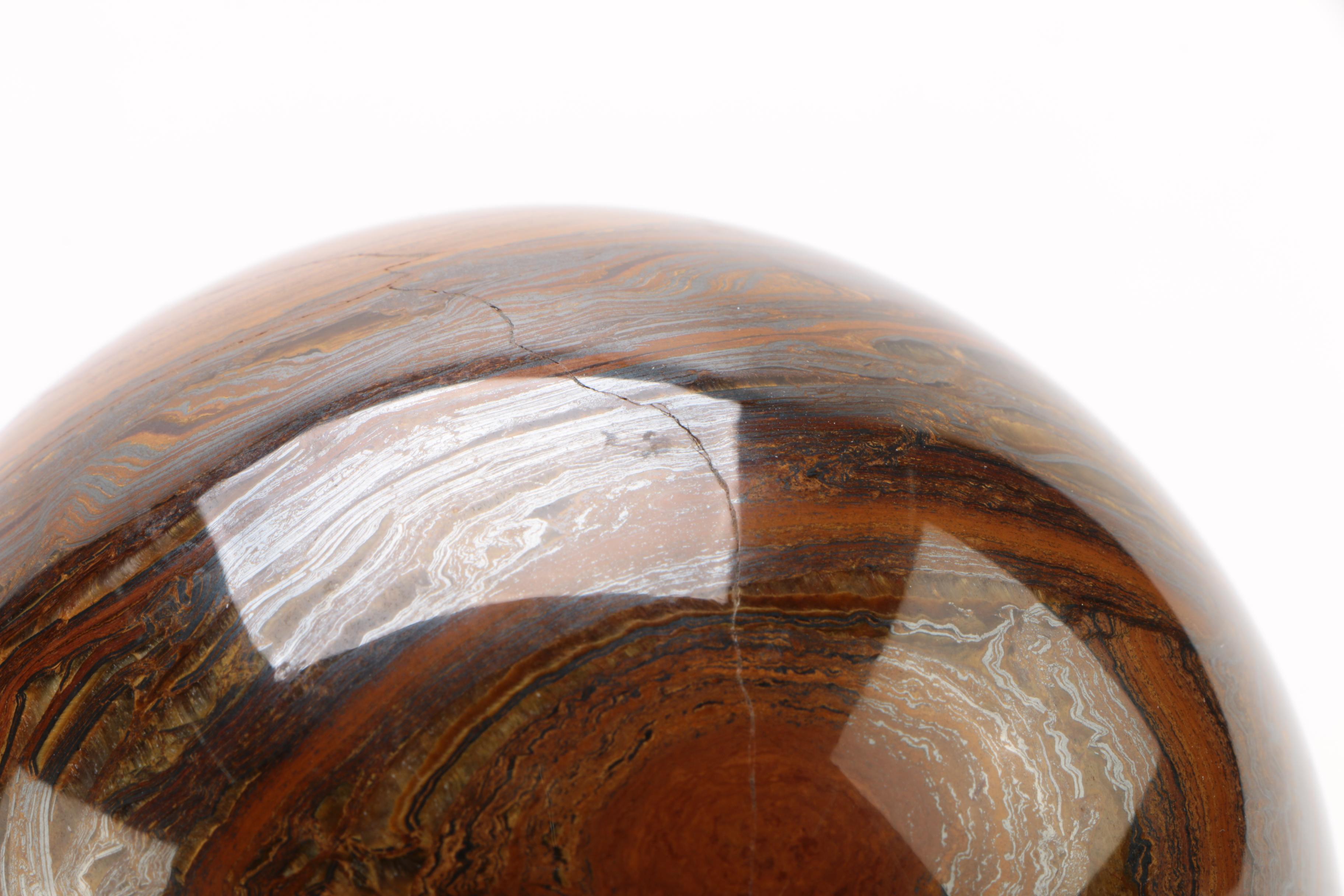 Polished Rose Quartz and Banded Iron Formation Spheres with Stands