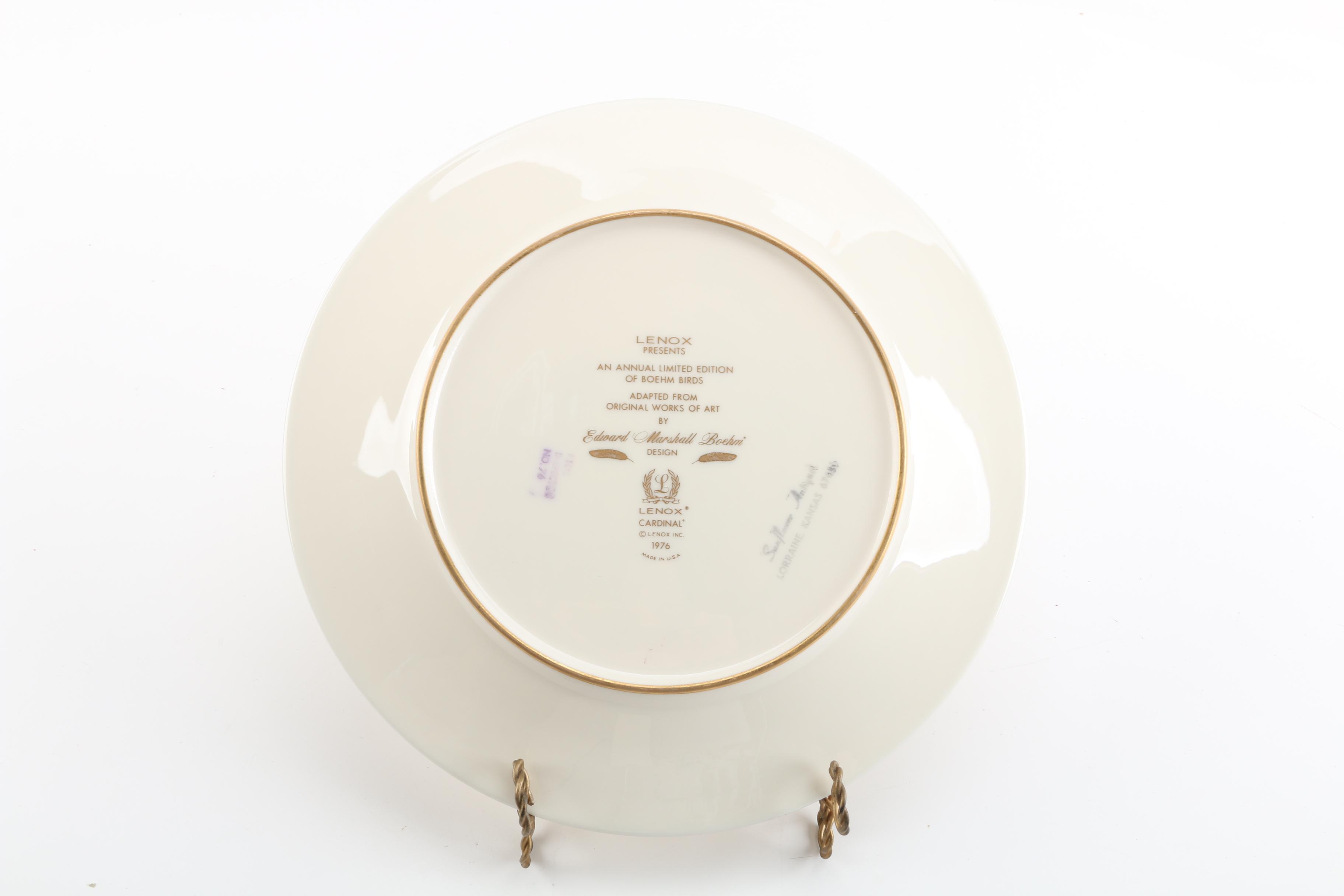 1976 Lenox Limited Edition Boehm Birds "Cardinal" Collector Plate