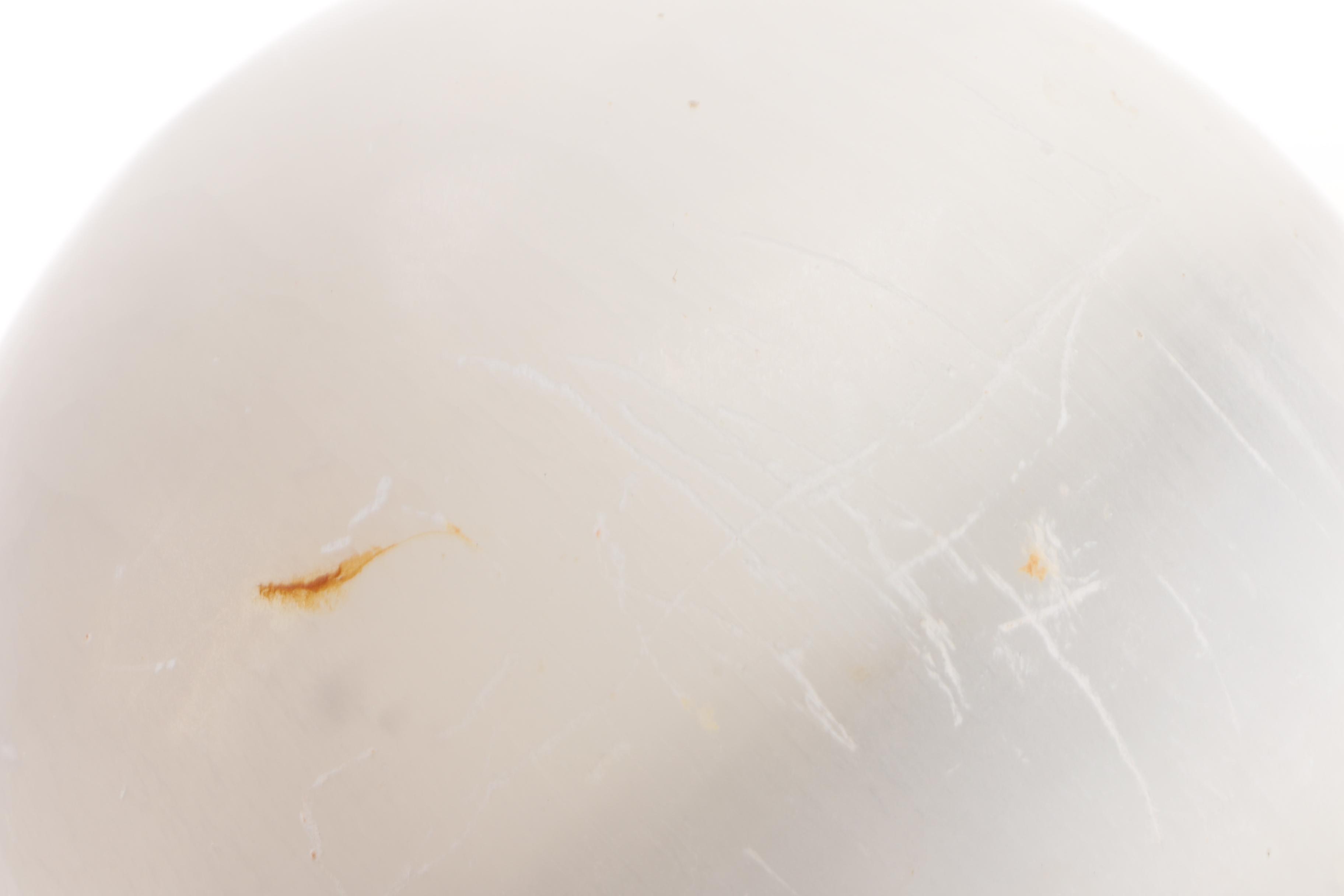 Satin Spar Sphere with Wood Stand