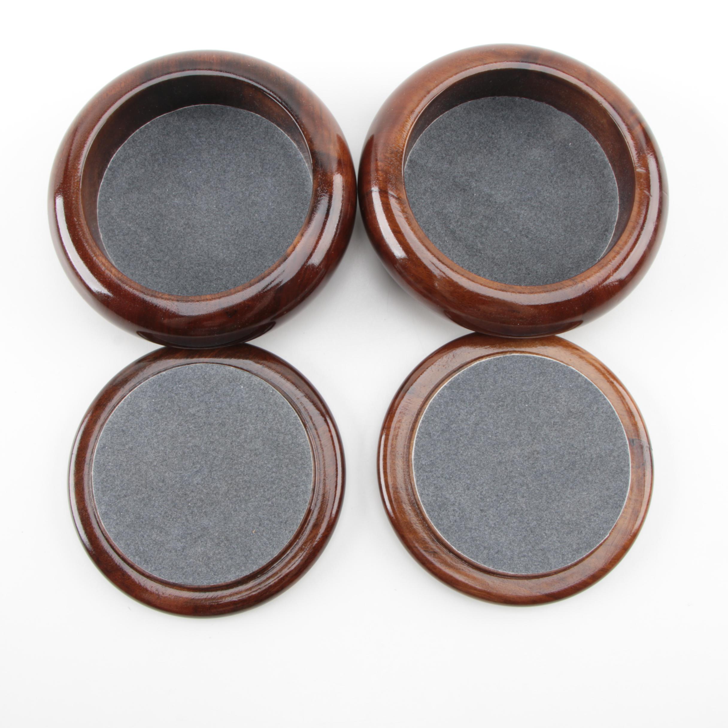 Brazilian Style Wooden Jewelry Boxes with Agate Inlay