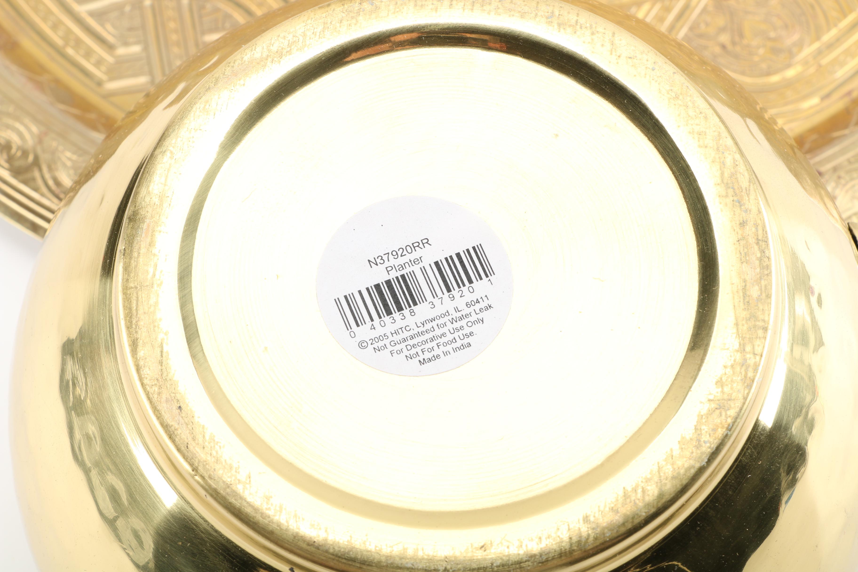 Brass Planter and Etched Tray