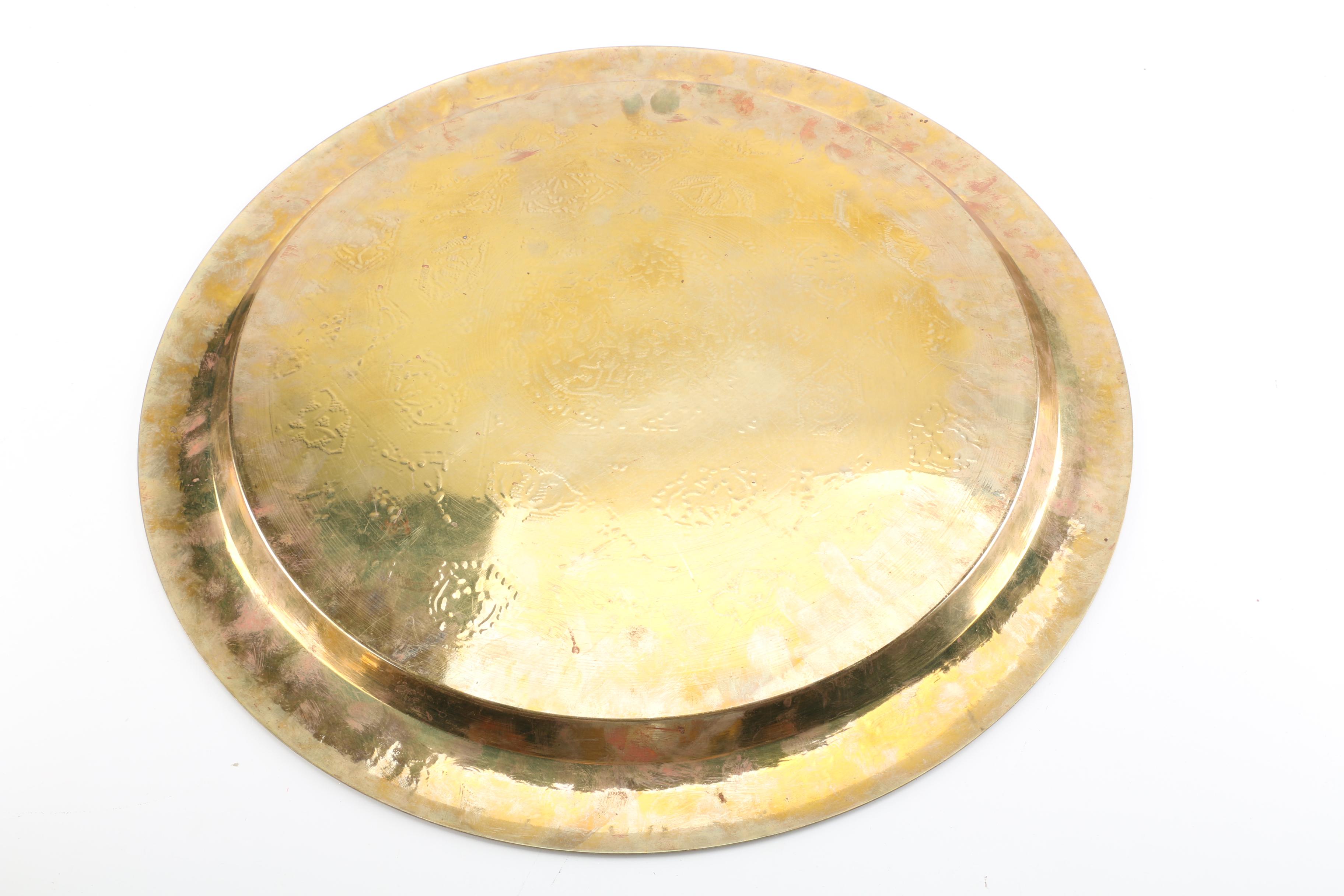 Brass Planter and Etched Tray