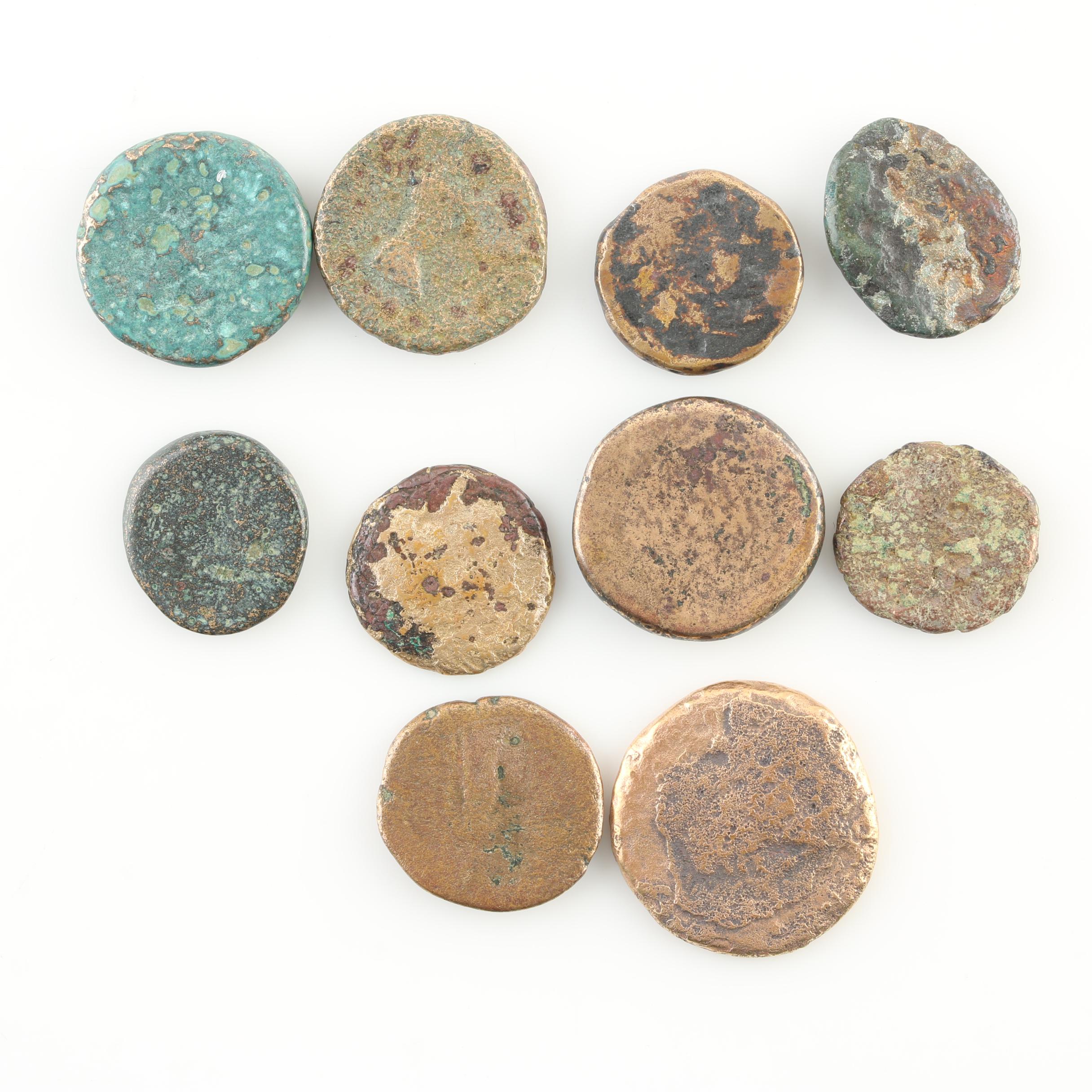 Ten Ancient Greek Bronze Coins