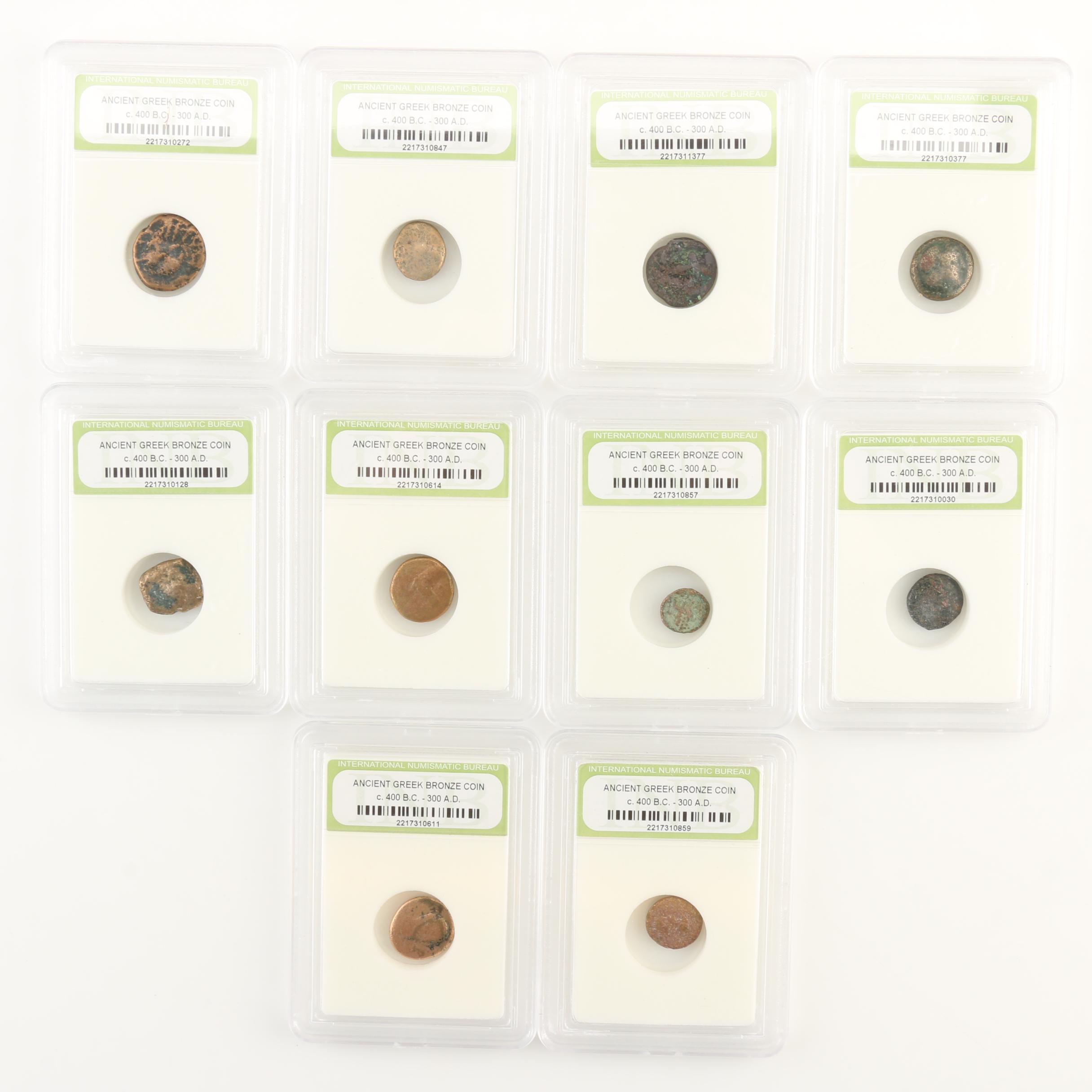 Ten Ancient Greek Bronze Coins