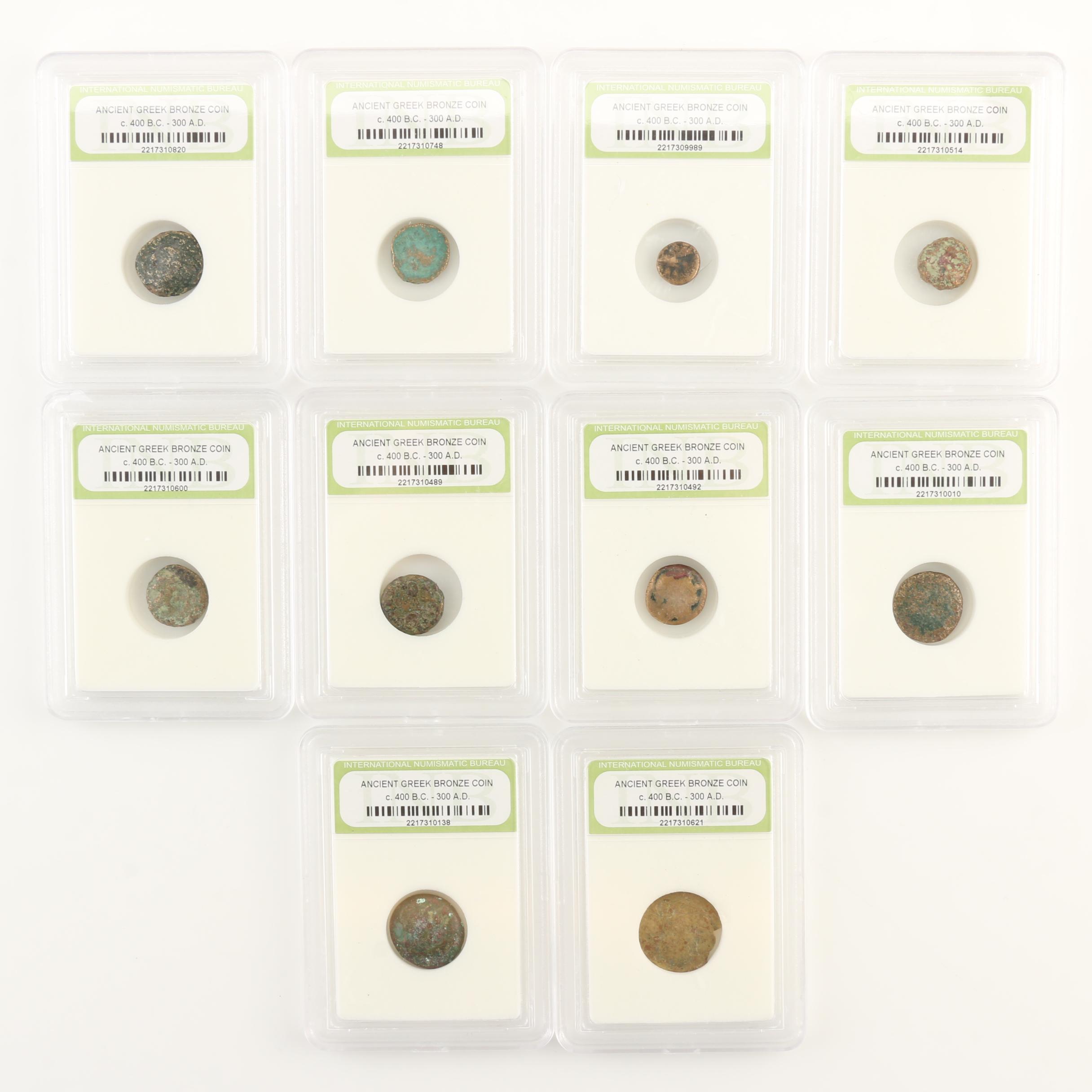 Ten Ancient Greek Bronze Coins