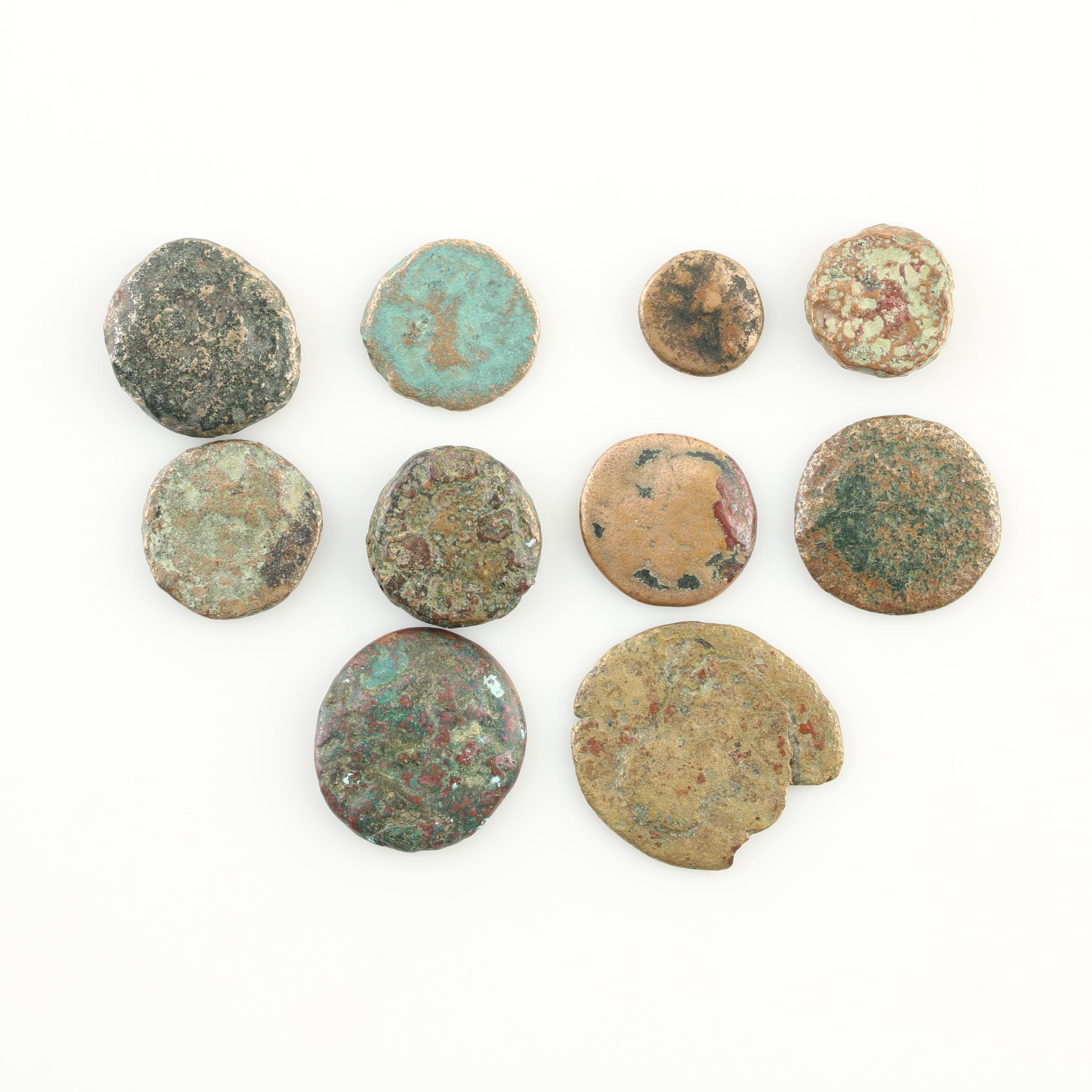 Ten Ancient Greek Bronze Coins