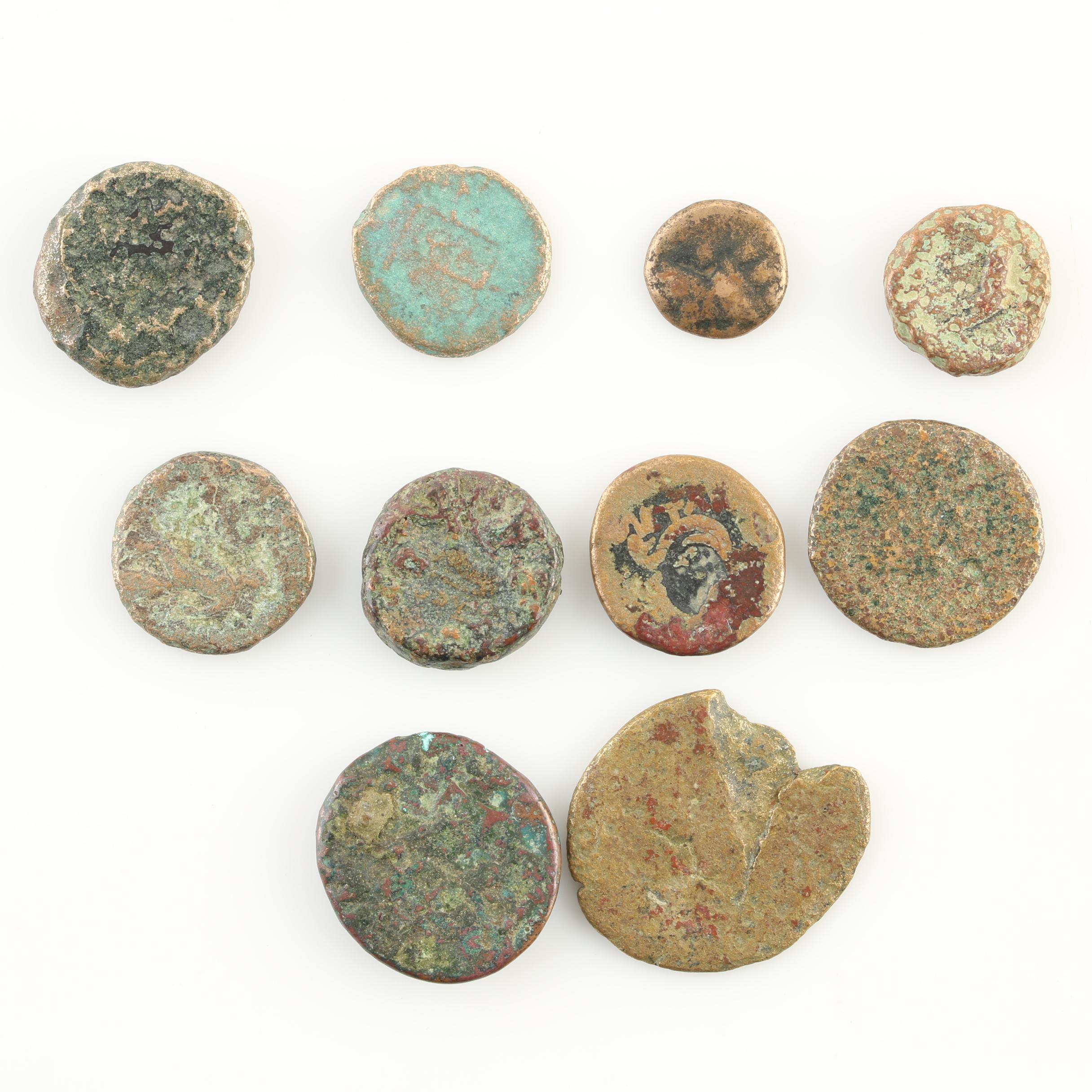 Ten Ancient Greek Bronze Coins