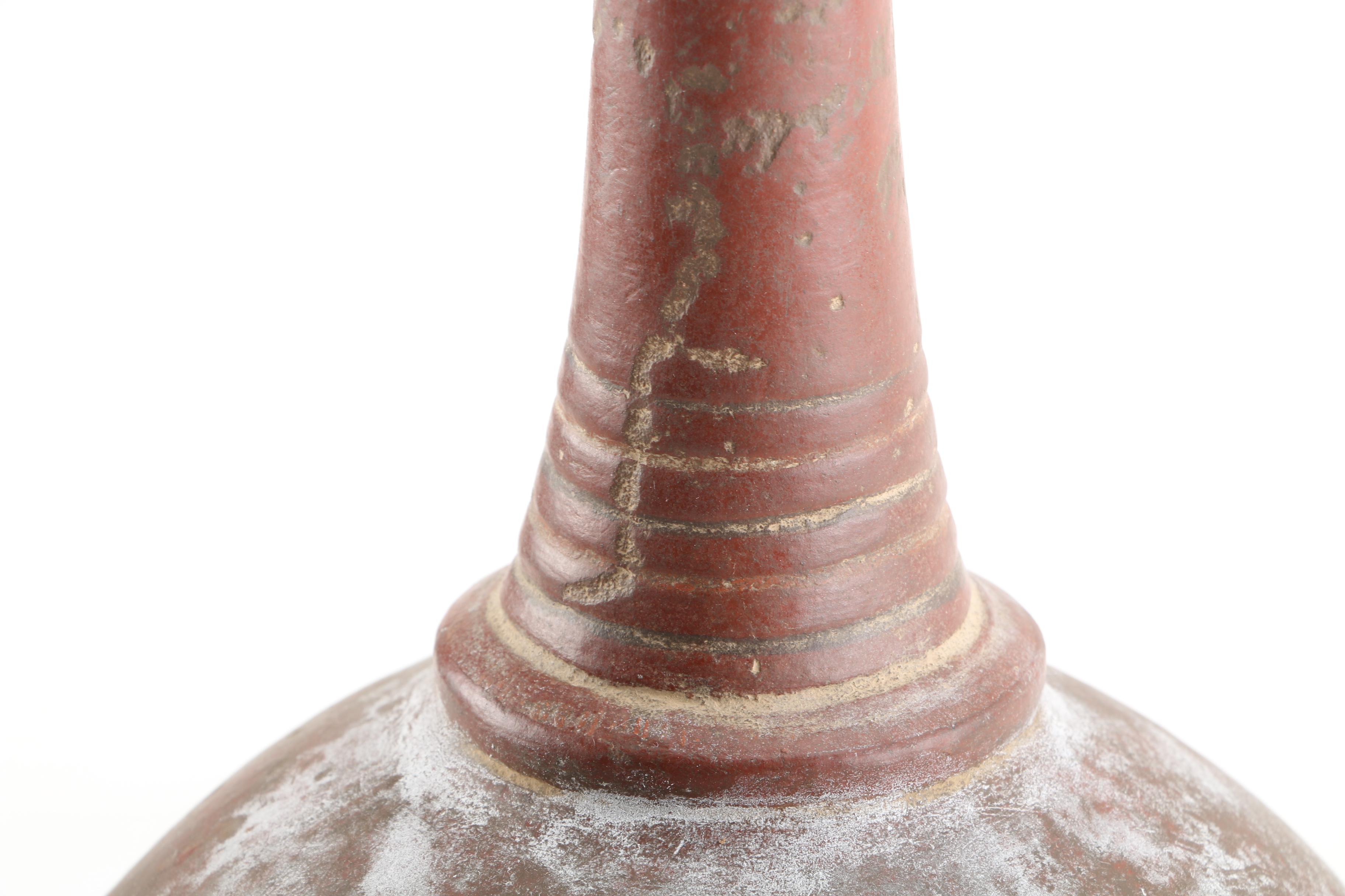 Earthenware Vase with a Wood Stand