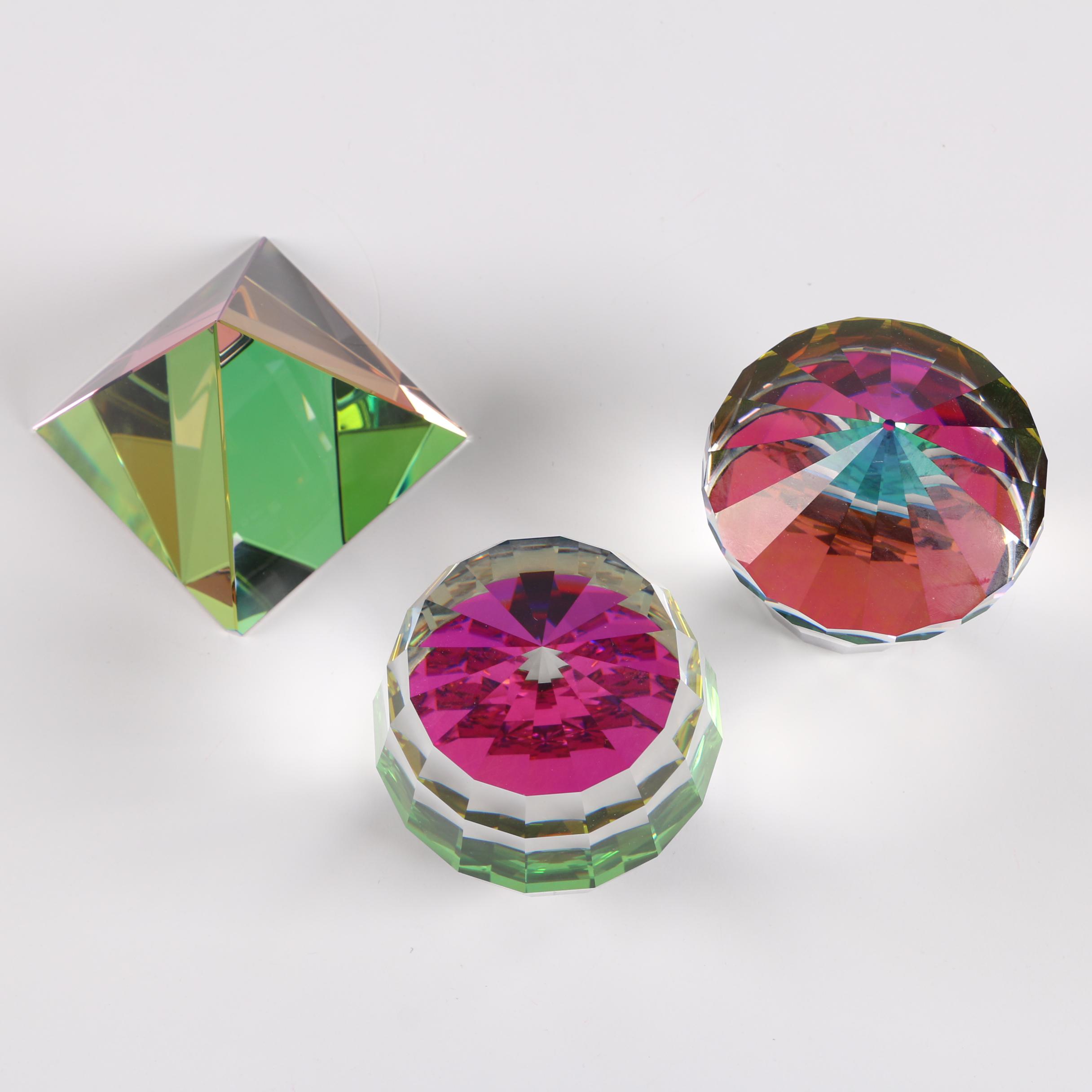 Swarovski Crystal Vitrail Paperweight with Other Vitrail Paperweights