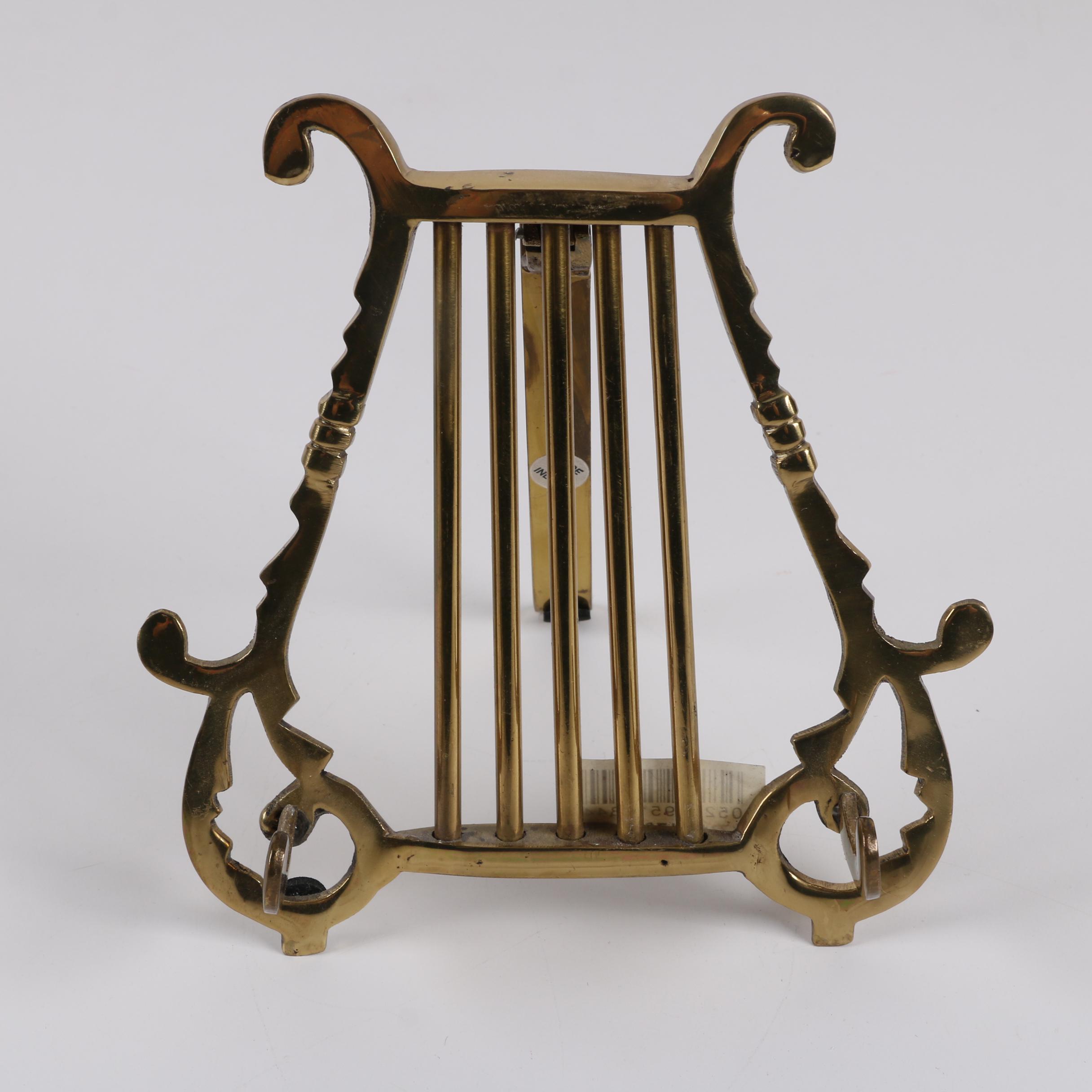 Decorative Etched Metal Plate and Harp Stand
