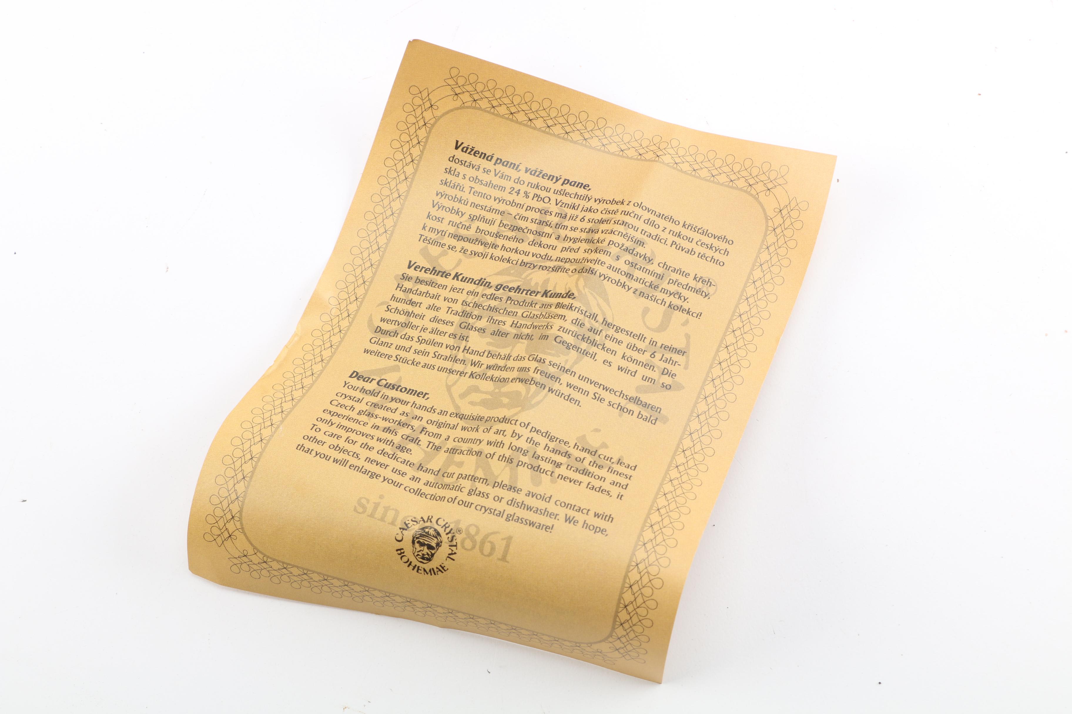 Caesar Crystal Bohemaie Cased Cobalt Blue Cut to Clear Vase