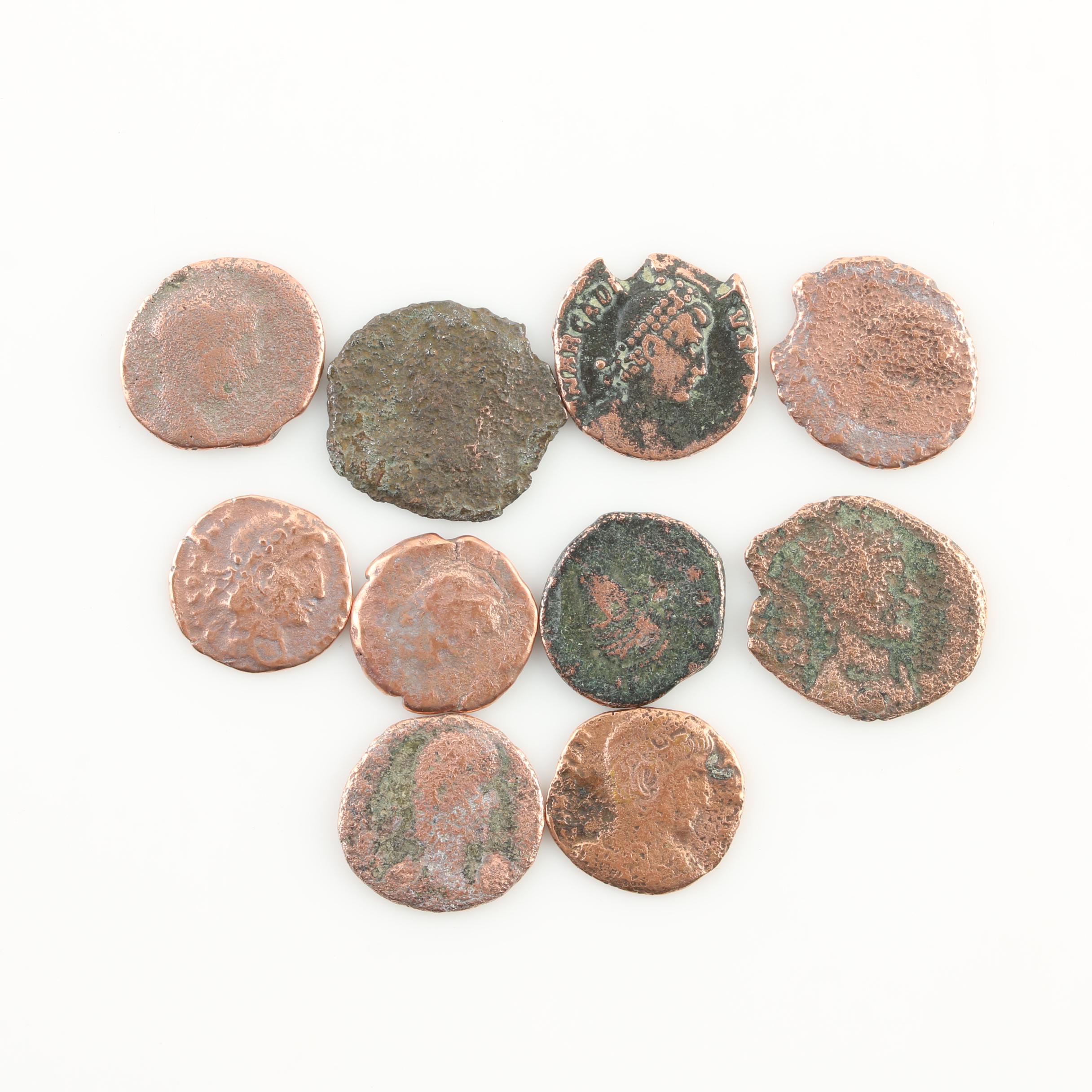 Ten Ancient Roman Imperial Bronze Coins from Constantine the Great's Era