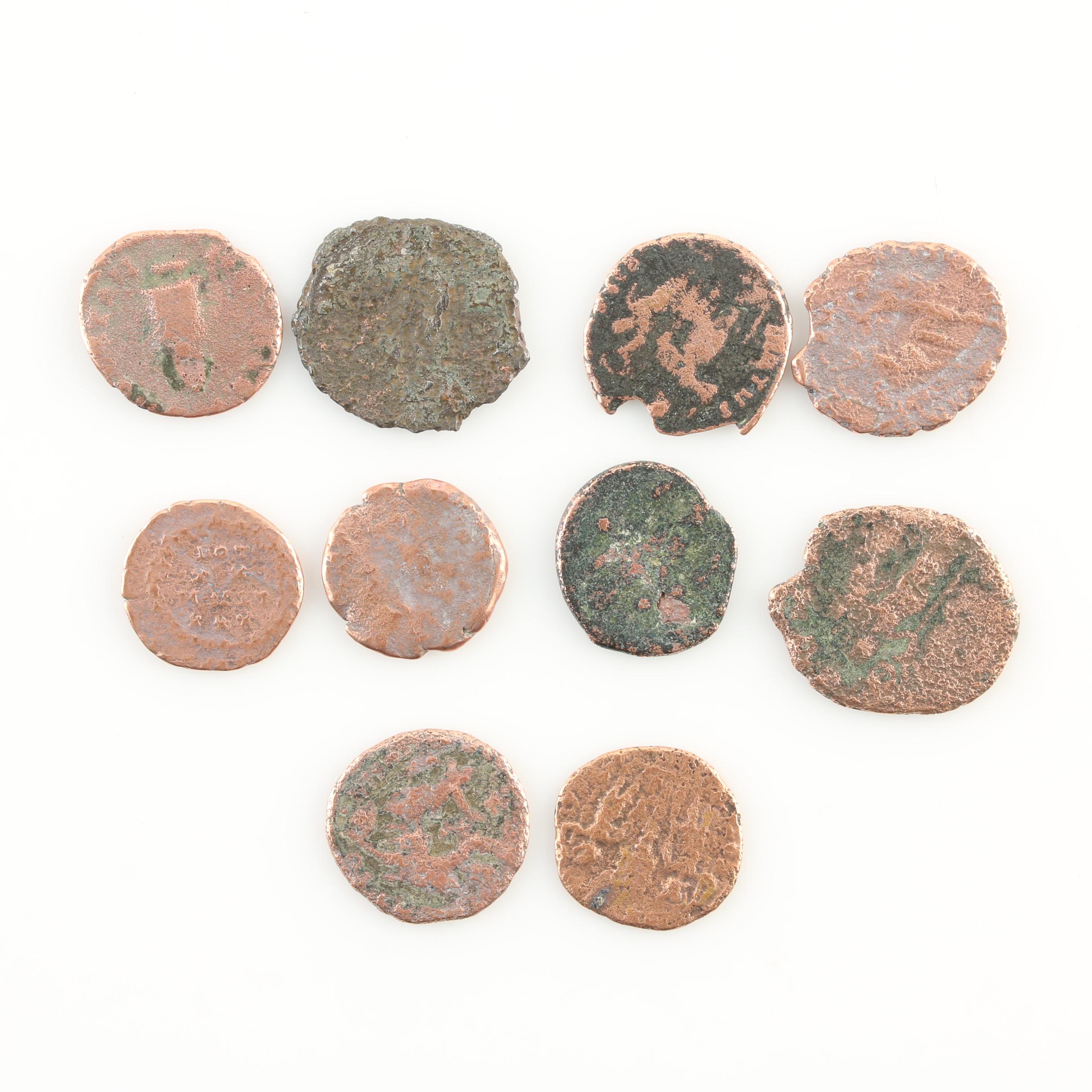 Ten Ancient Roman Imperial Bronze Coins from Constantine the Great's Era