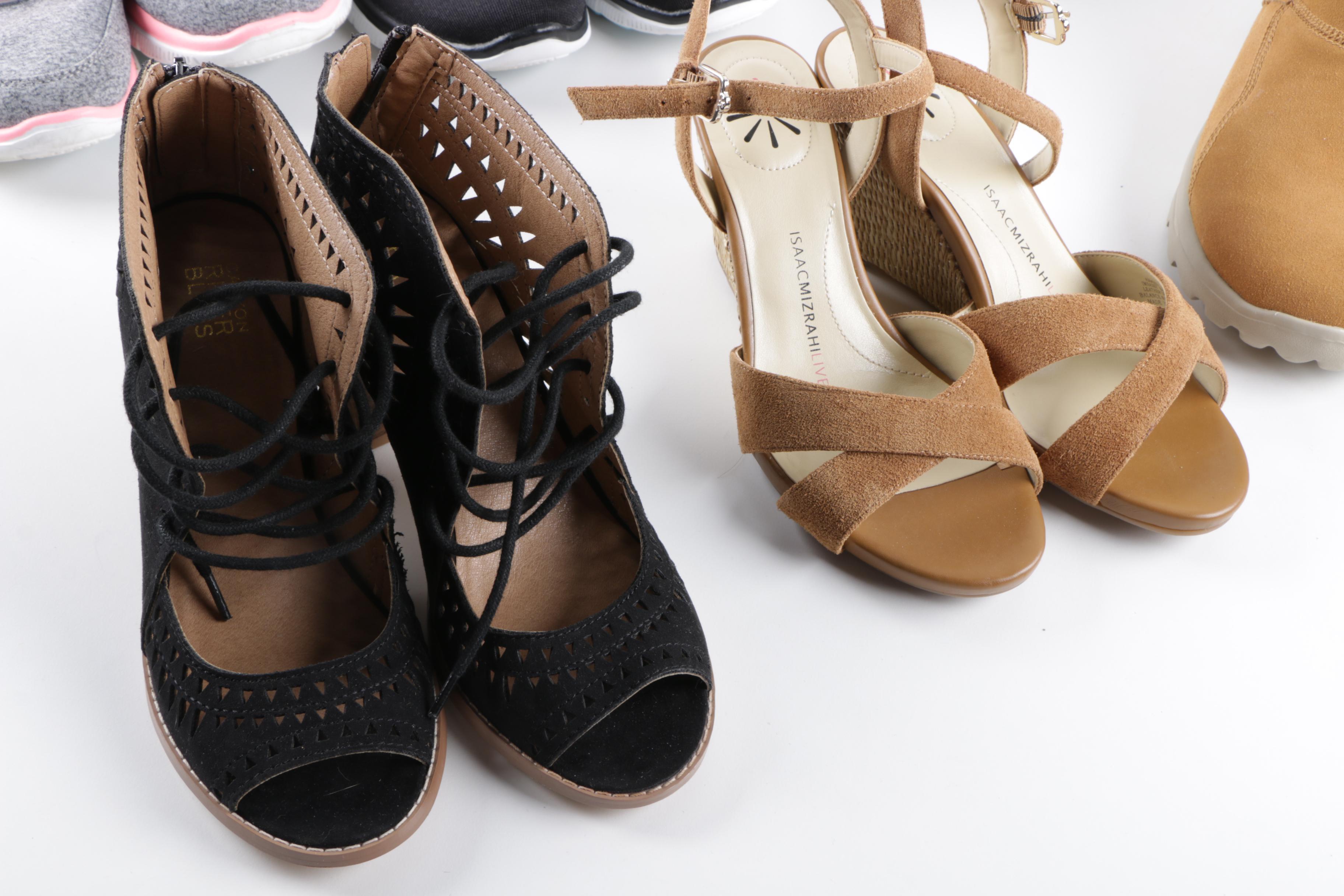 Six Pairs of Women's Shoes Featuring Isaac Mizrahi Wedge Sandals