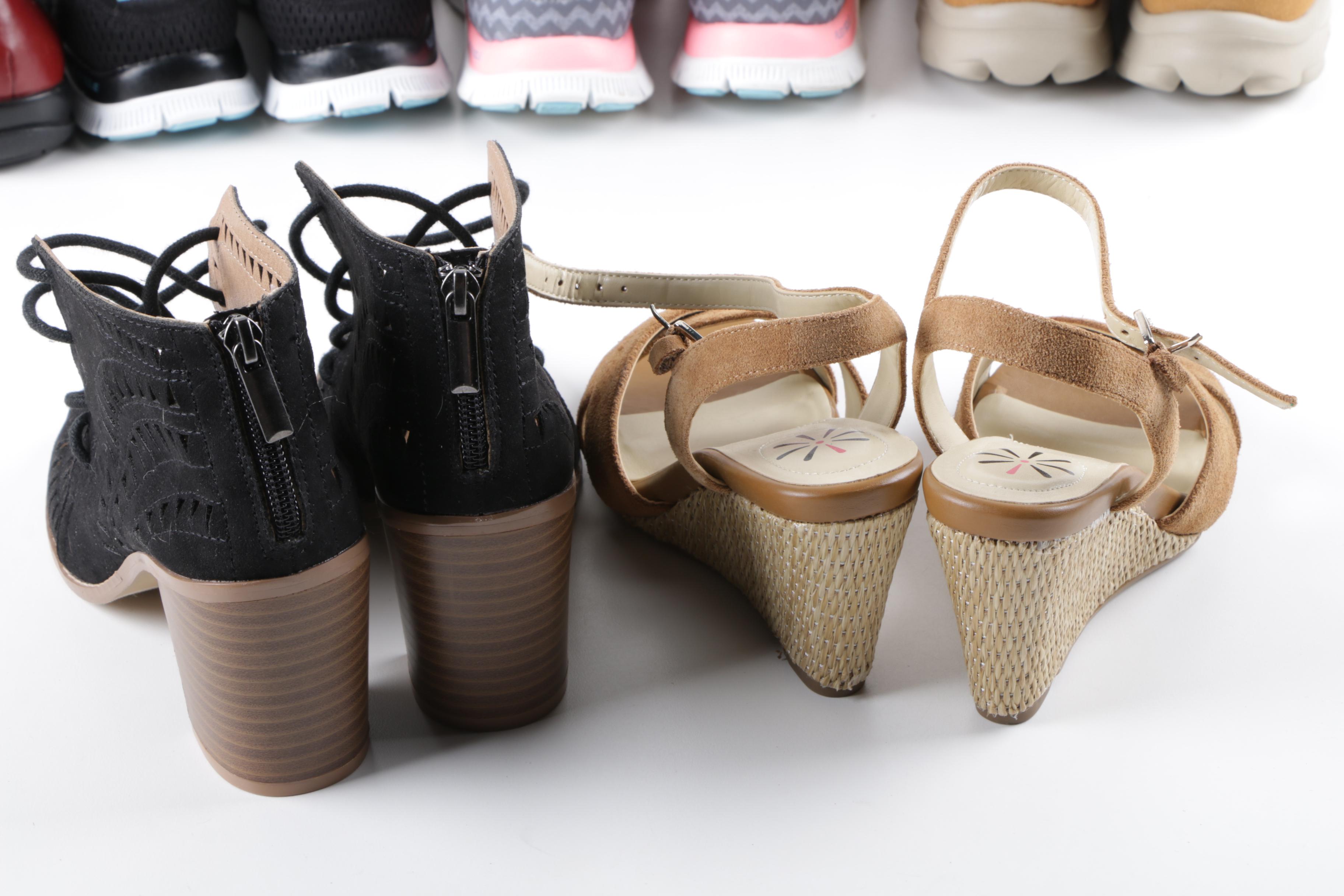 Six Pairs of Women's Shoes Featuring Isaac Mizrahi Wedge Sandals