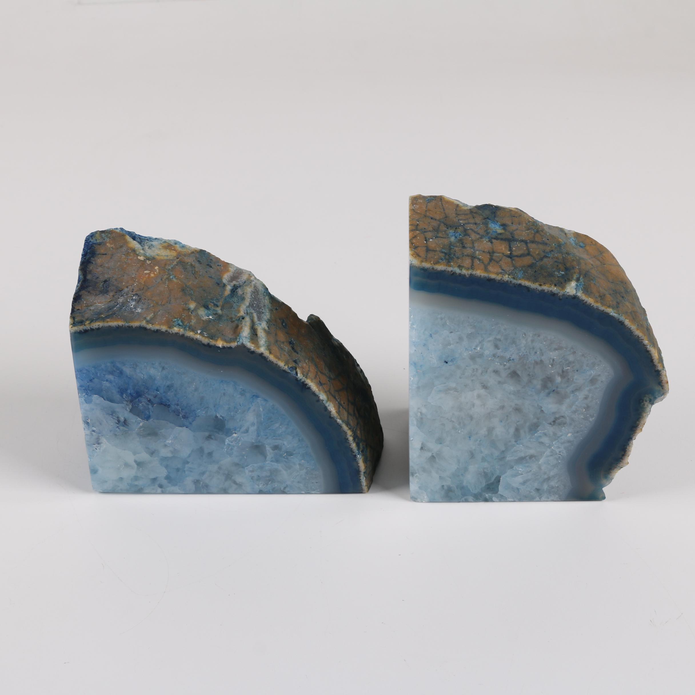 Brazilian Dyed Quartz Geode Bookends
