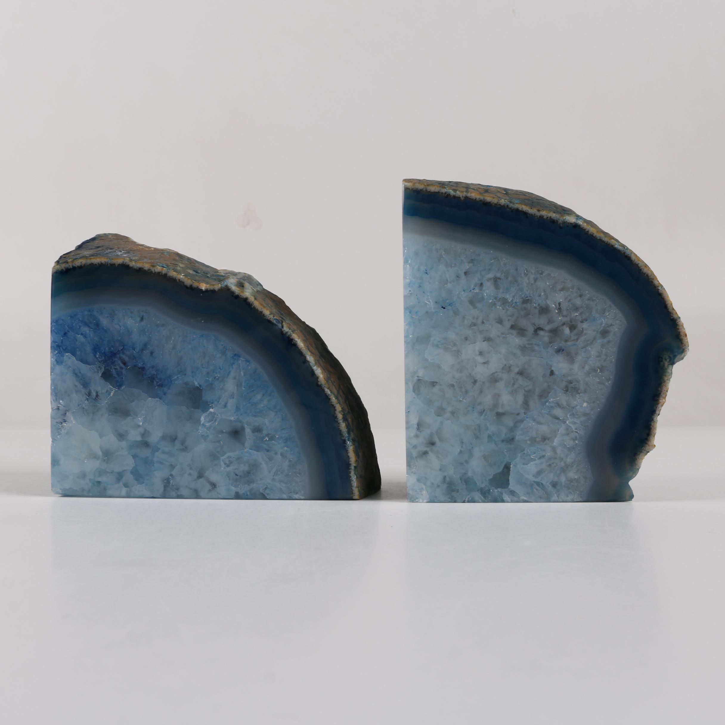 Brazilian Dyed Quartz Geode Bookends