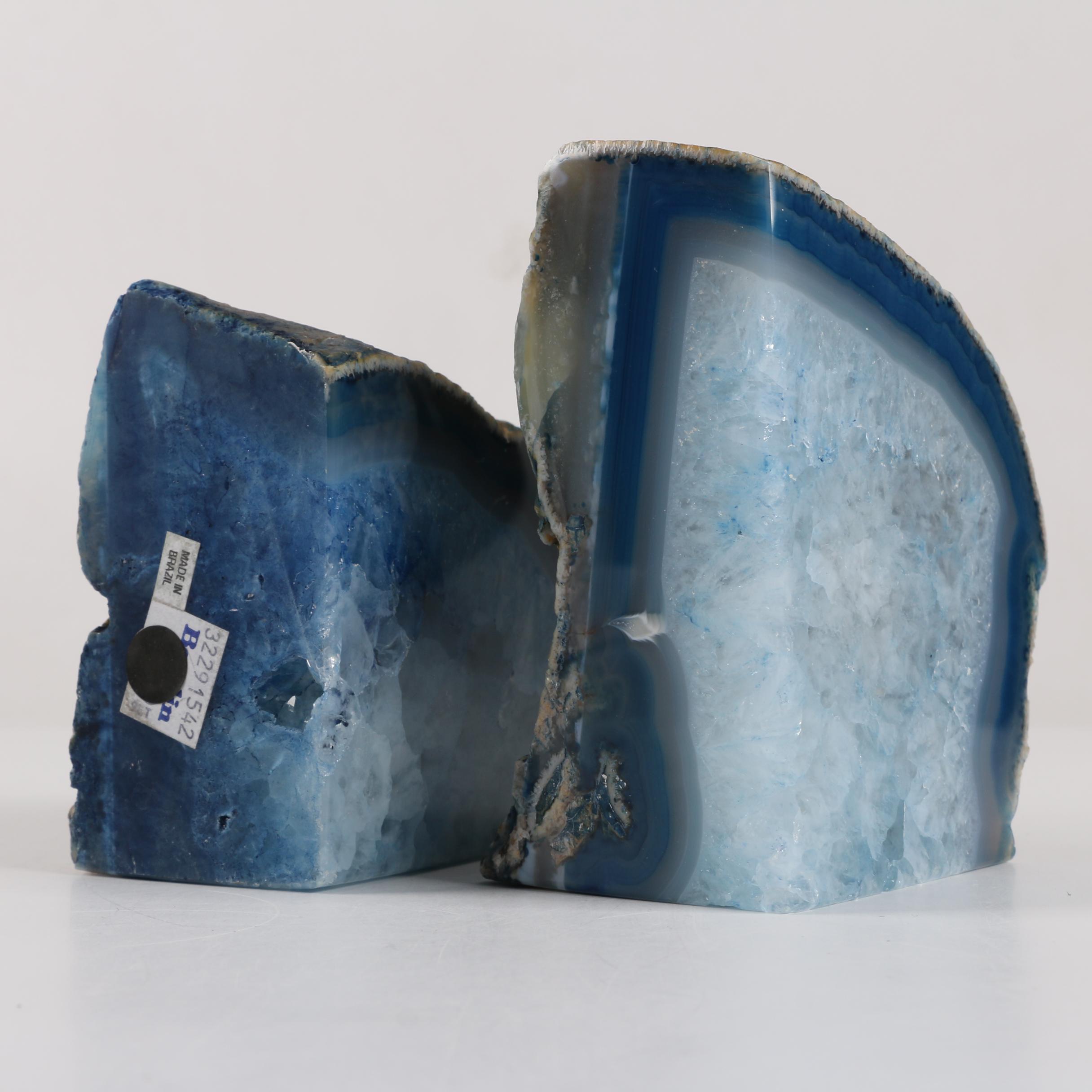 Brazilian Dyed Quartz Geode Bookends