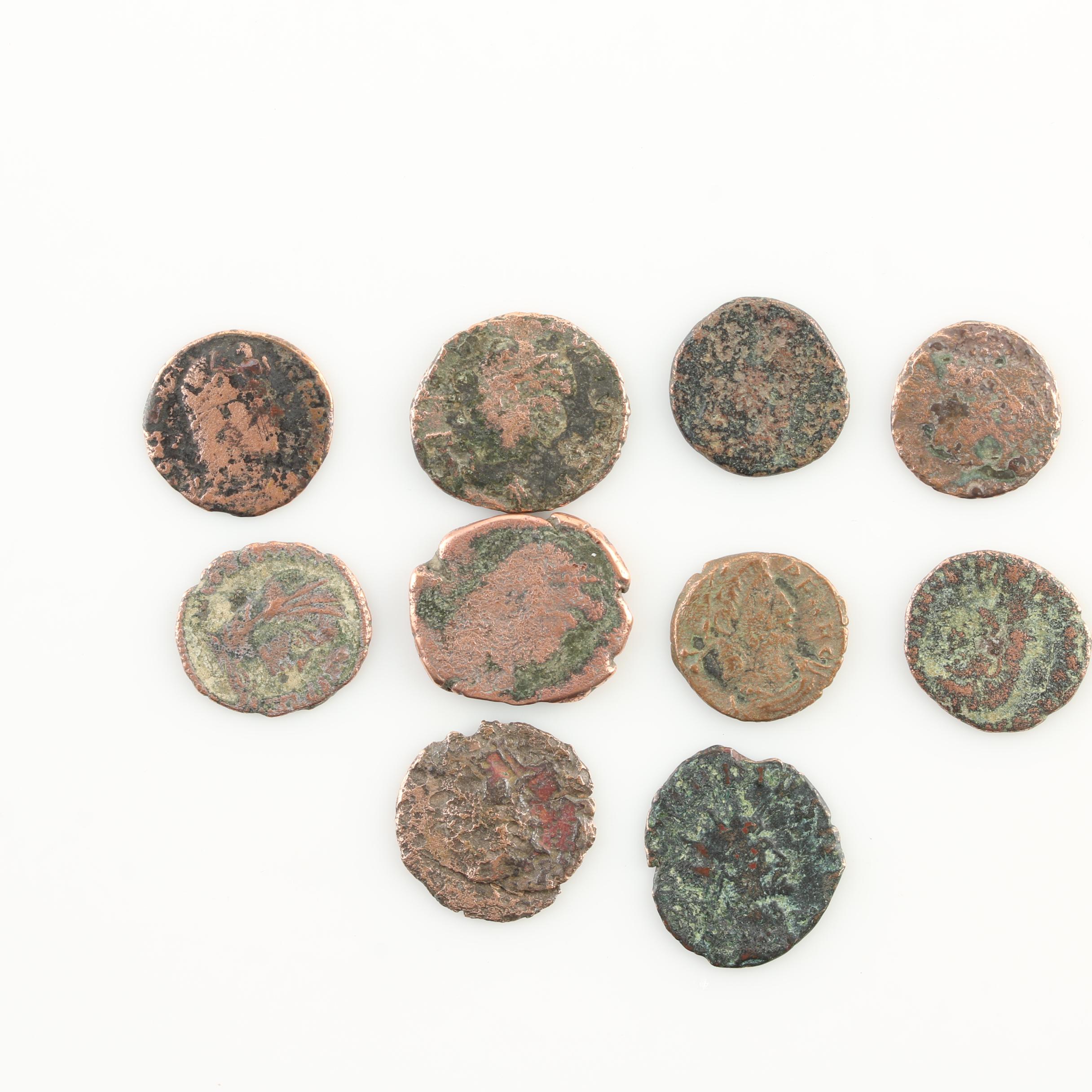 Ten Ancient Roman Imperial Bronze Coins from Constantine the Great's Era