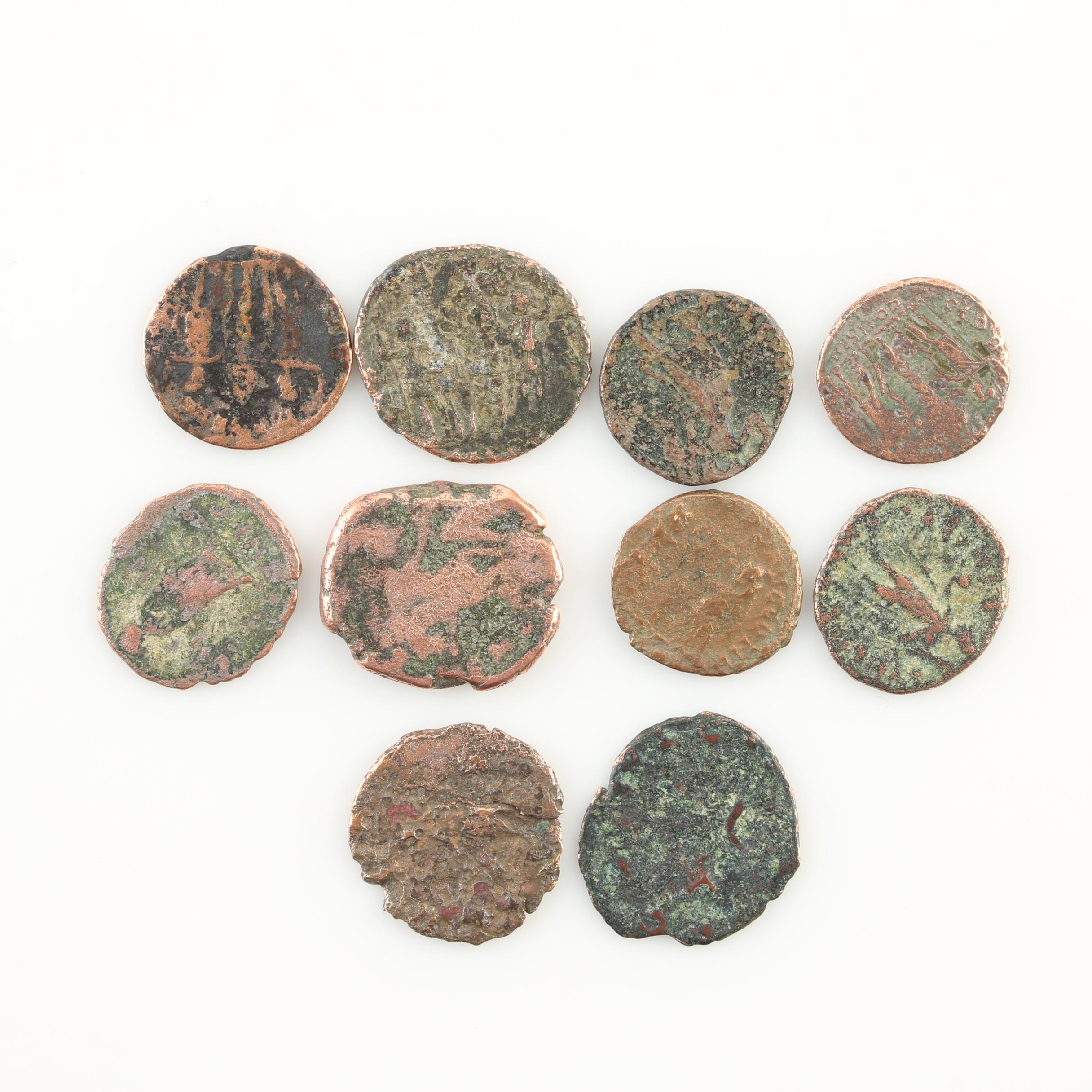 Ten Ancient Roman Imperial Bronze Coins from Constantine the Great's Era