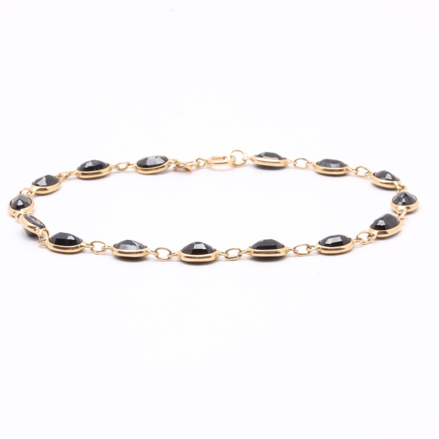 14K Yellow Gold Blue Sapphire Link Bracelet