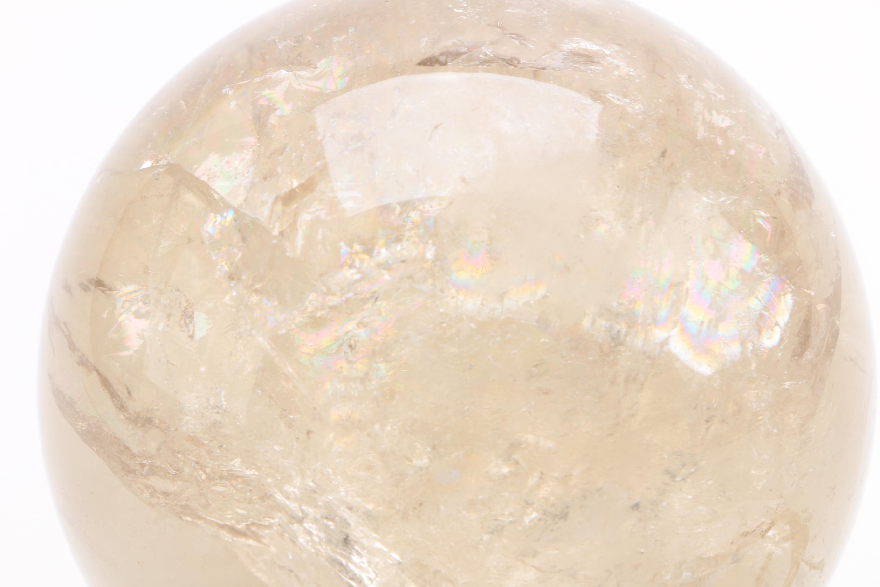 Calcite, Quartz, and Pyrite and Hematite Mix Spheres with Brass Stands