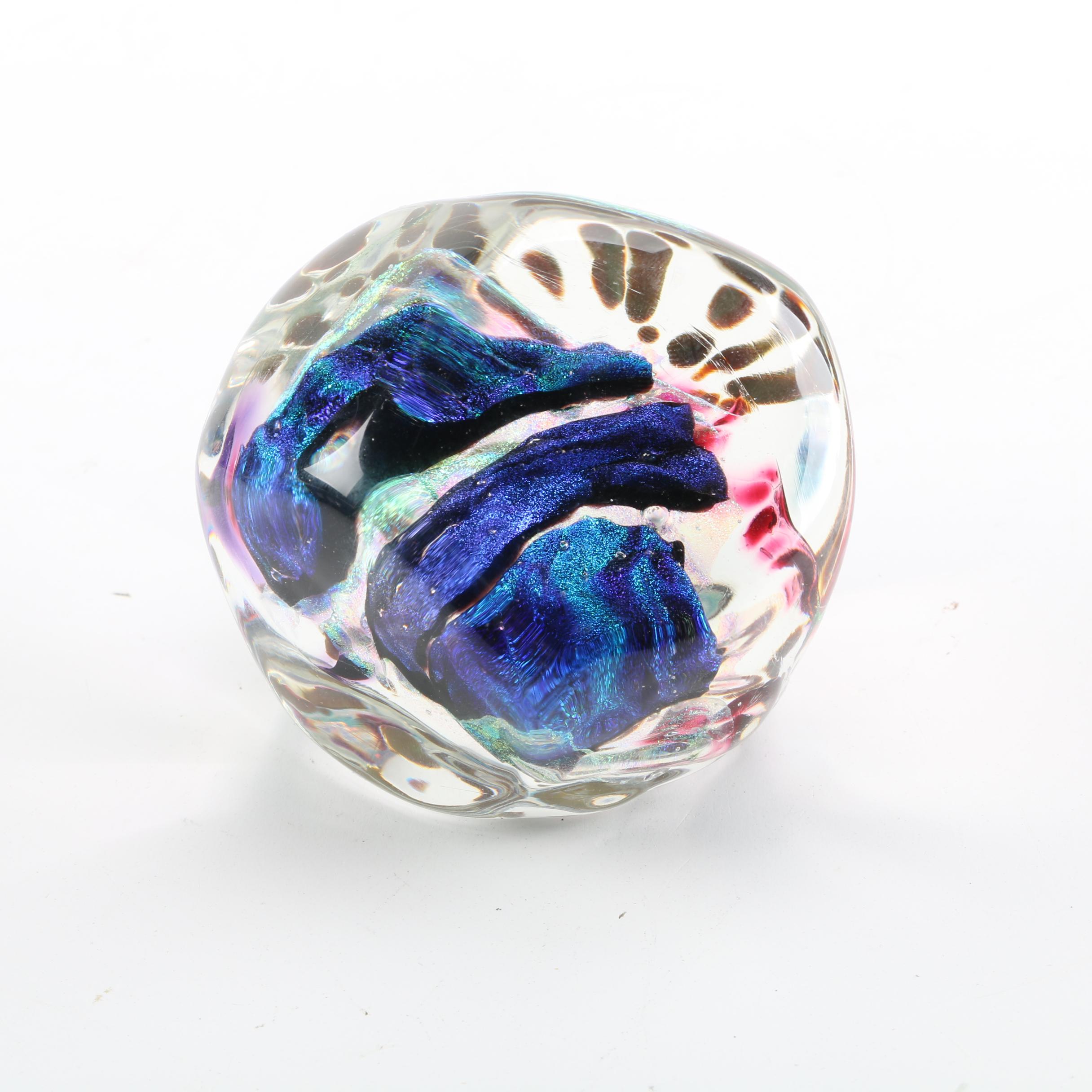 Signed Art Glass Paperweight