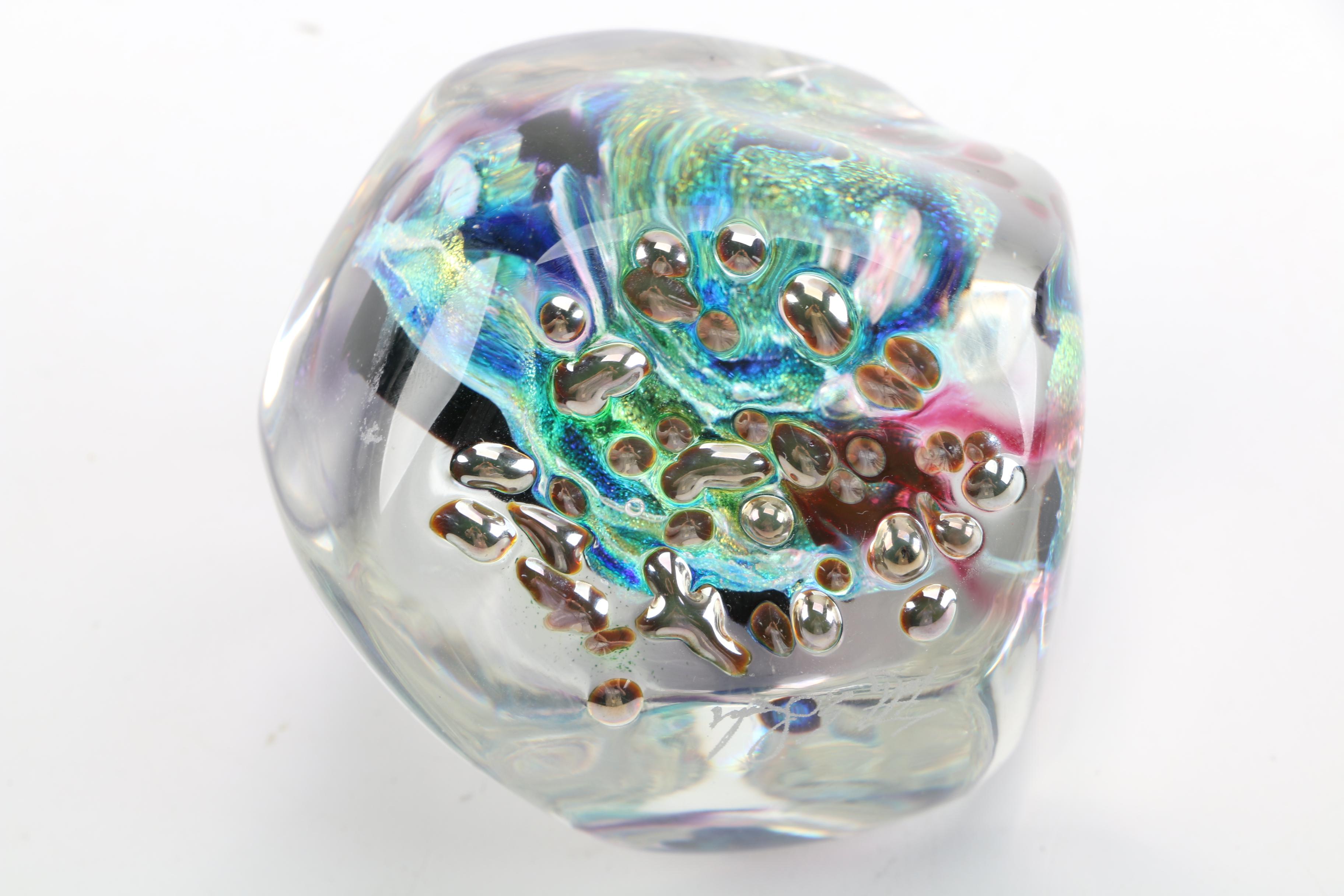 Signed Art Glass Paperweight