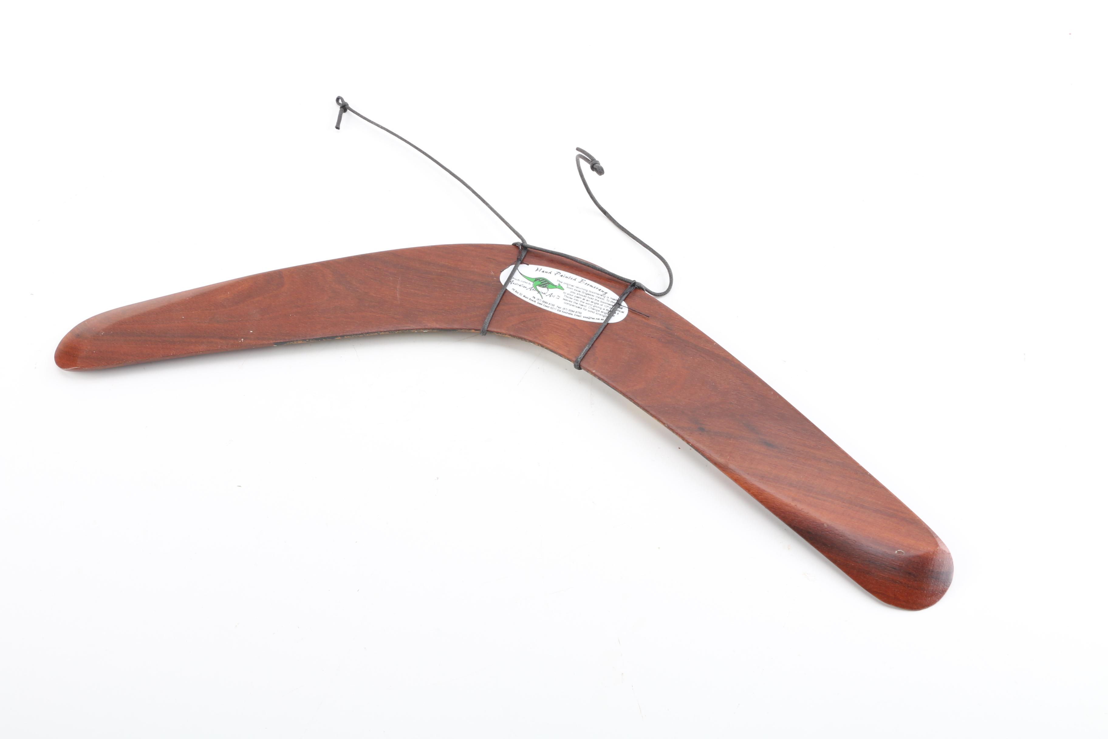 Australian Aboriginal Art Wood Boomerang